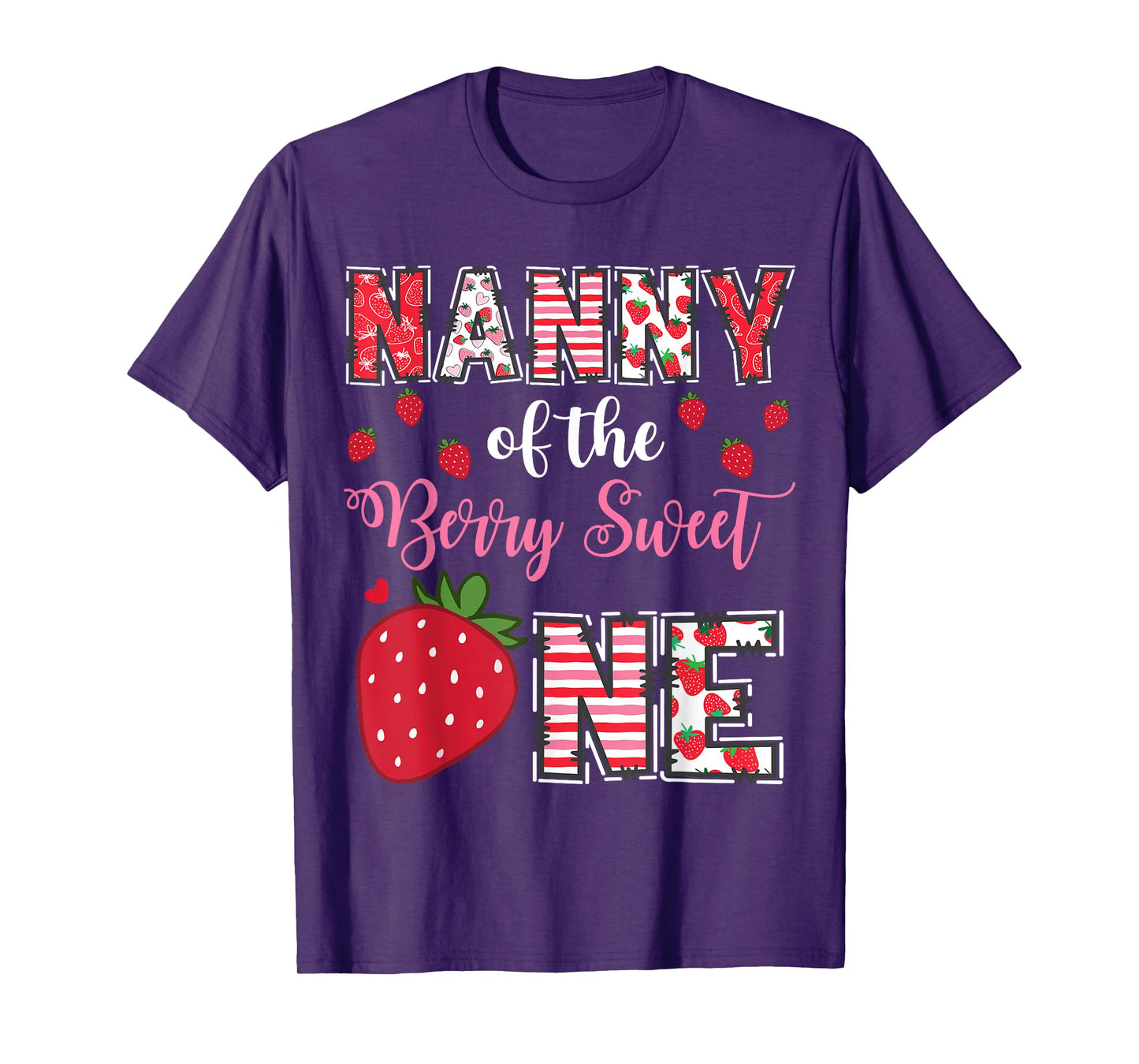 Nanny Of The Berry Sweet One Strawberry Birthday Girl T-Shirt