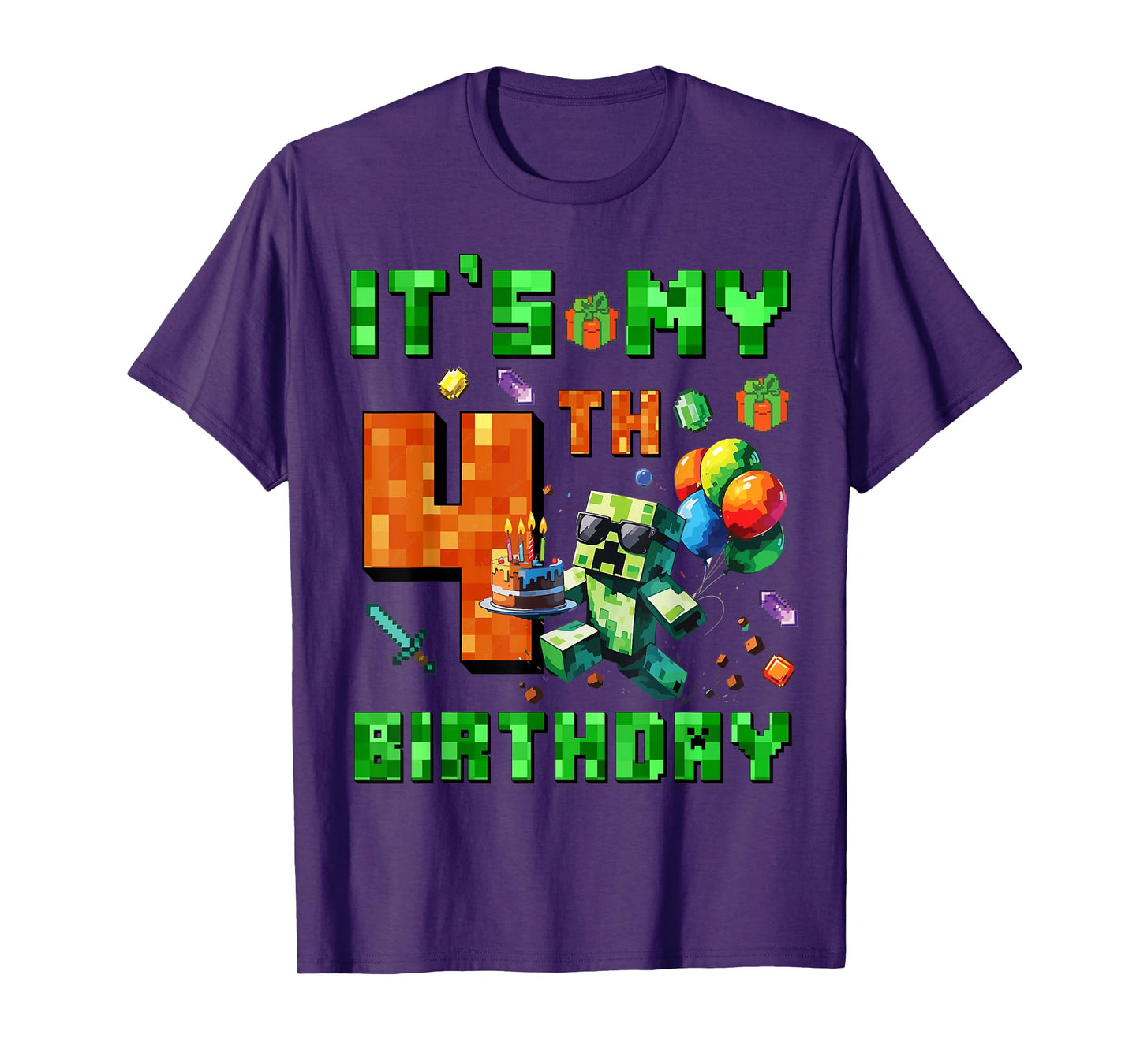 It's My 4th Birthday Pixel Number Video Game Gamer T-Shirt