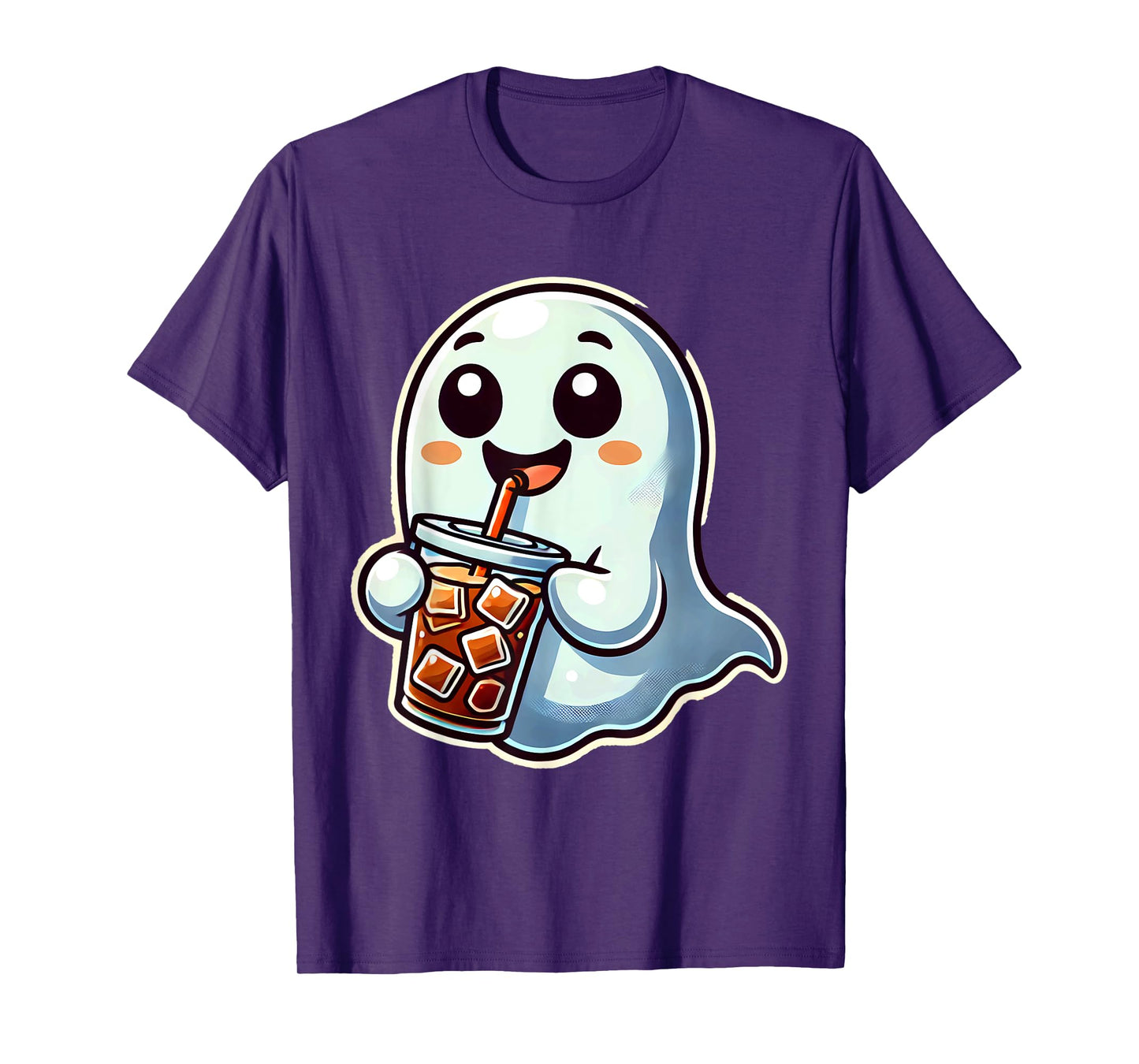 Ghost Drinking Iced Coffee Halloween T-Shirt
