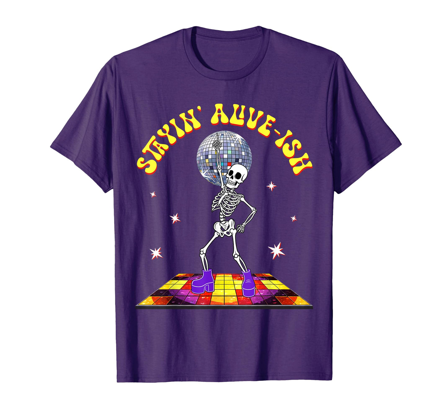 Stayin Alive-ish Funny Disco Skeleton Halloween Dancing 70s T-Shirt