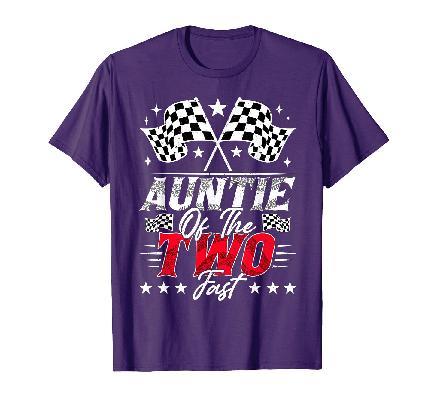 Auntie Of The Two Fast Second Birthday Racing Car Family T-Shirt
