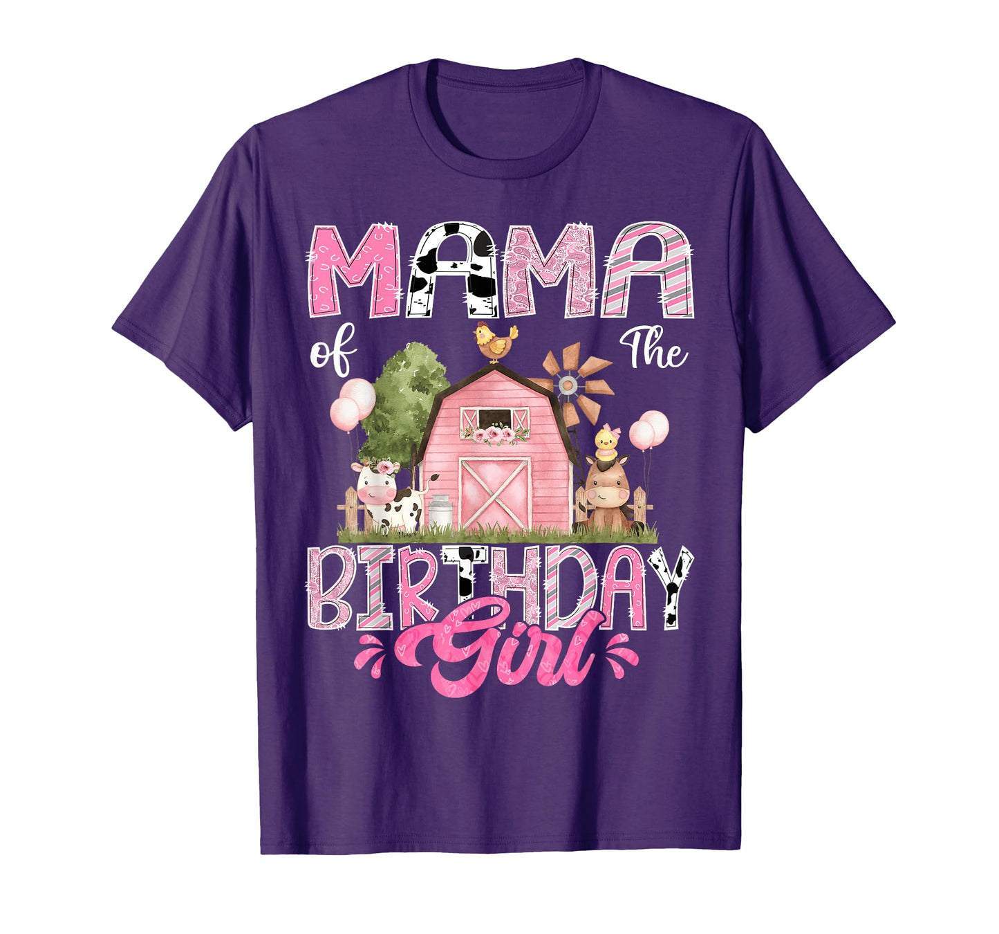 Mama Of The Birthday Girl 1St Birthday Pink Cow Farm T-Shirt