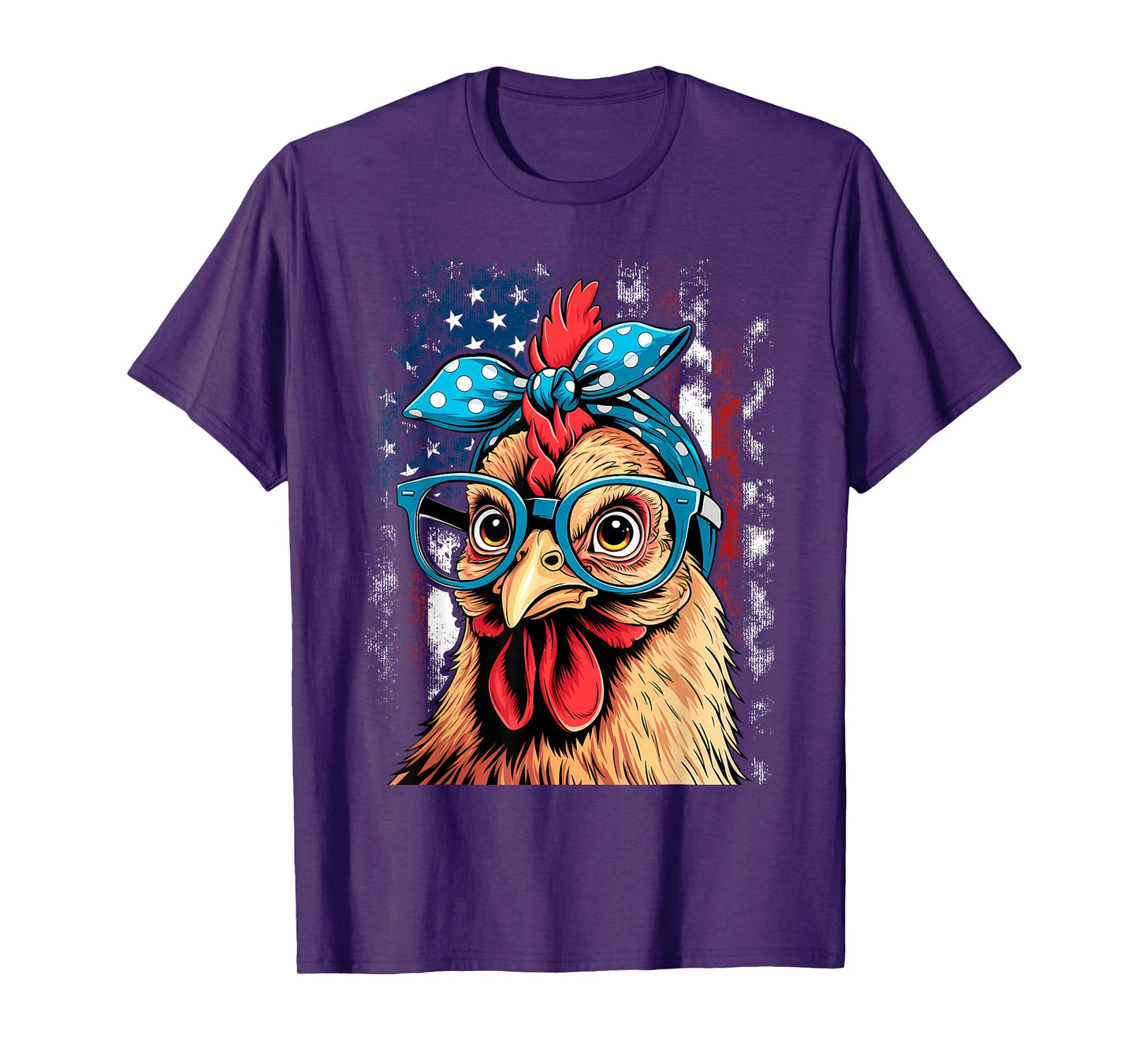 Cute Women Girl Chicken with Bandana Headband and Glasses T-Shirt