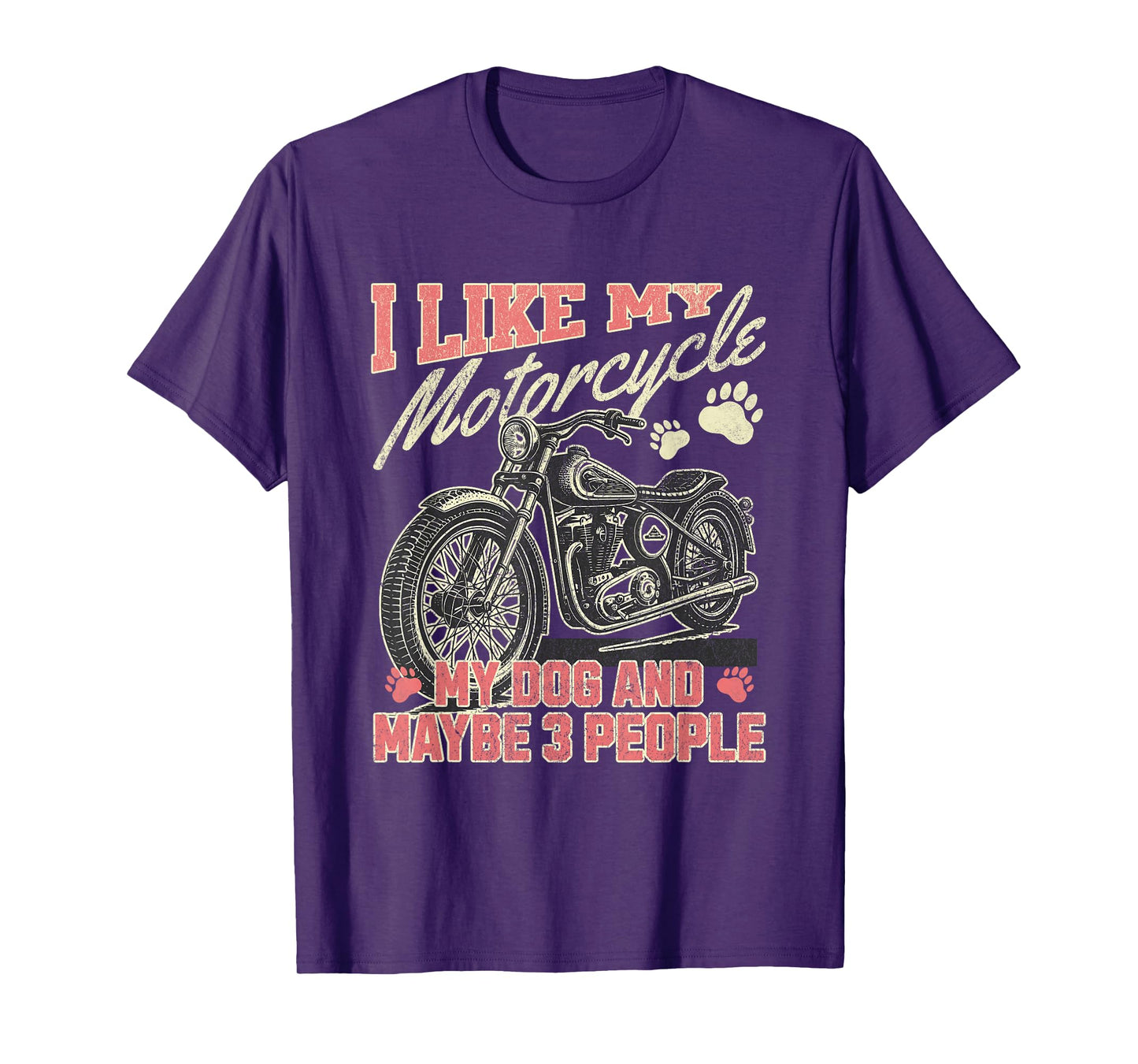 I Like My Motorcycle My Dog Maybe 3 People Funny Biker Men T-Shirt