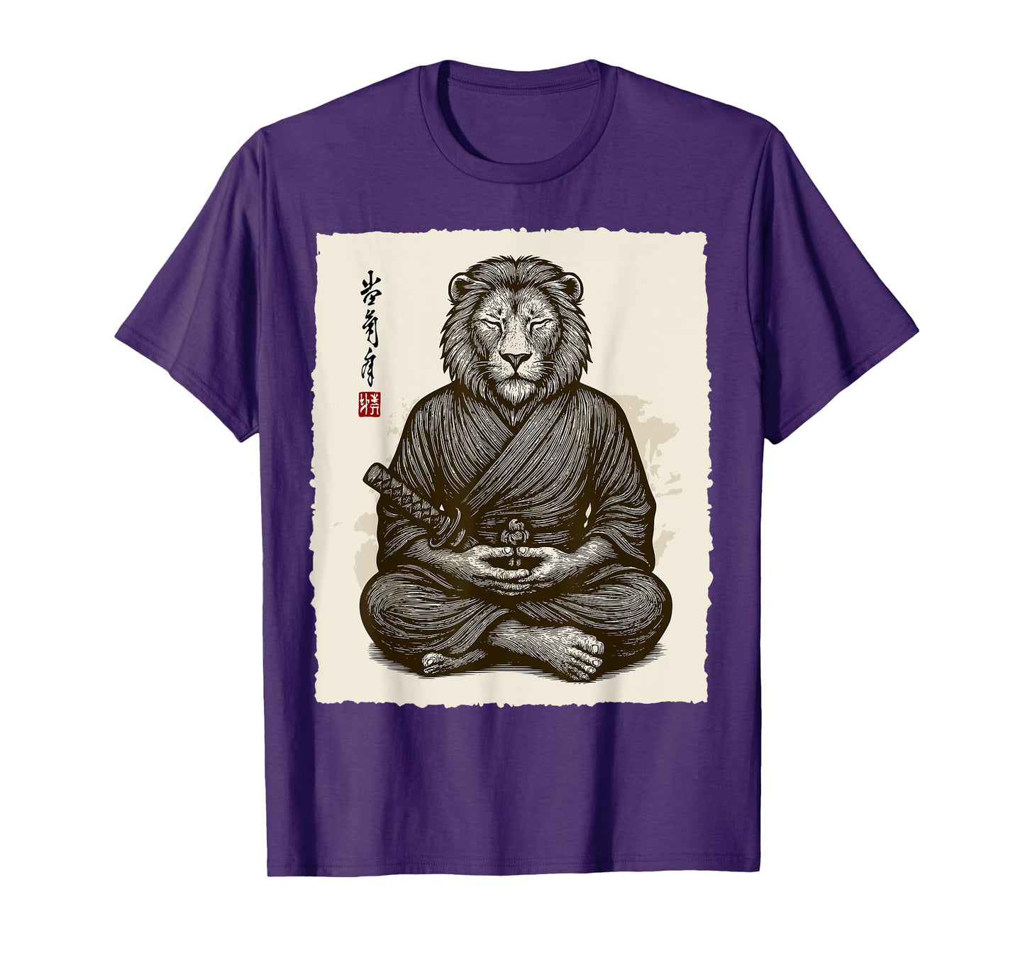 Samurai Warrior Lion Japanese Katana Bushido Animal Art T-Shirt