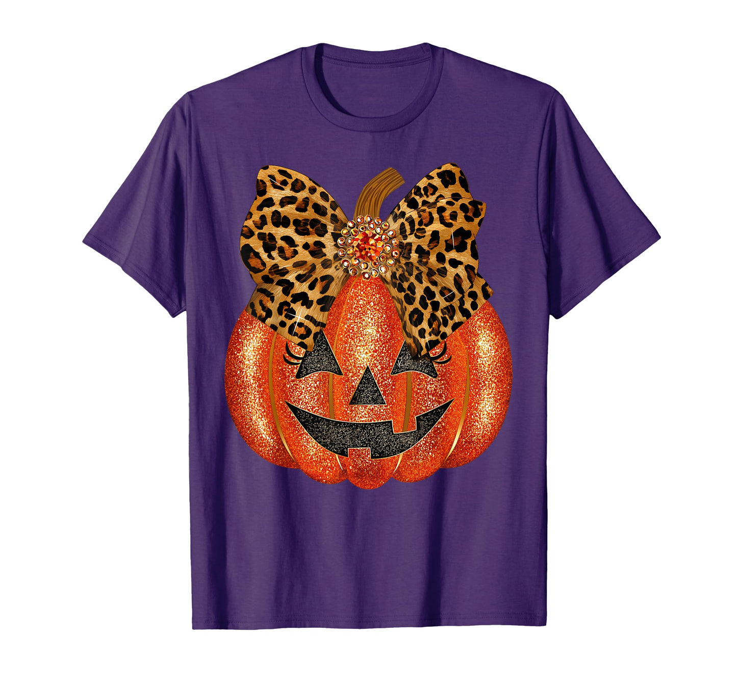Coquette Leopard Bow Pumpkin Thanksgiving Fall Women Girl T-Shirt