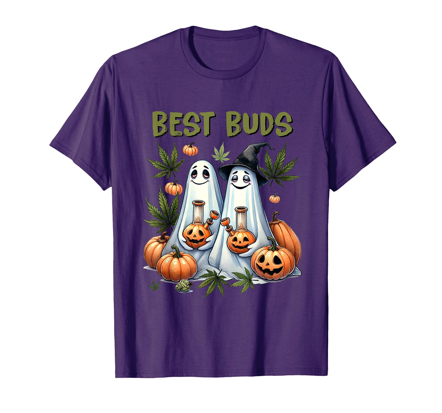 Marijuana Best Buds Ghost 420 Weed Cannabis Funny Halloween T-Shirt