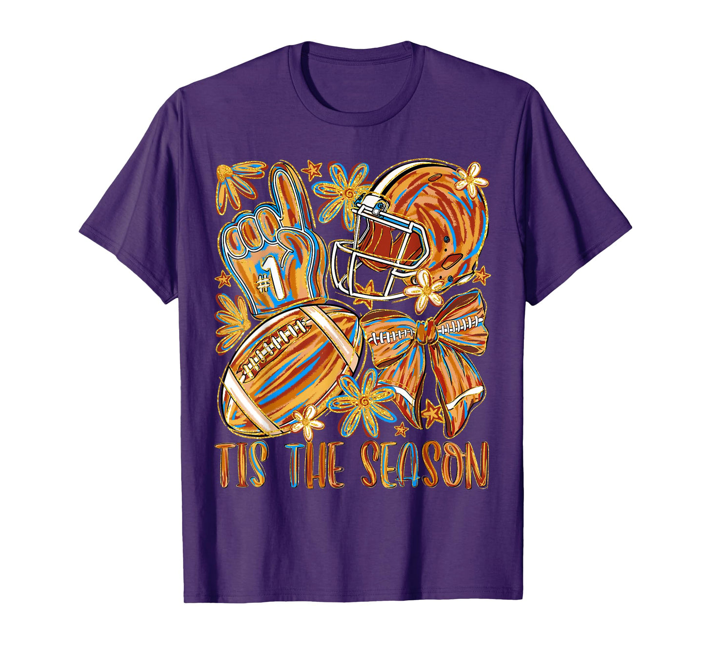 Tis The Season Football Autumn Fall Pumpkin Season Bow T-Shirt
