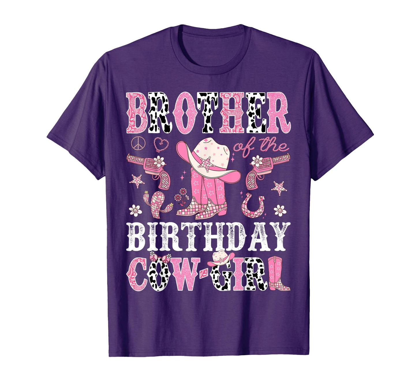 Brother Of The Birthday CowGirl Pink Disco Rodeo Western T-Shirt
