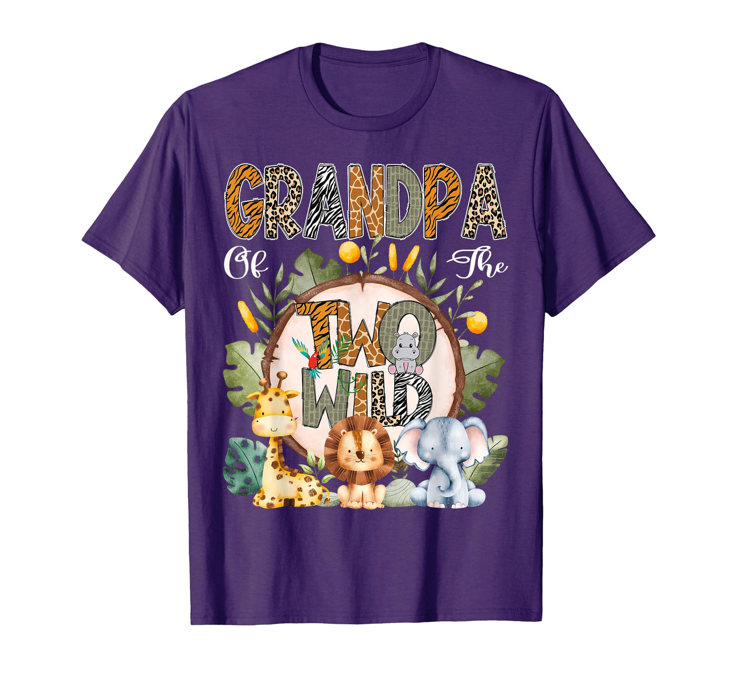 Grandpa Of The Two Wild Animal Safari 2Nd Birthday Party T-Shirt