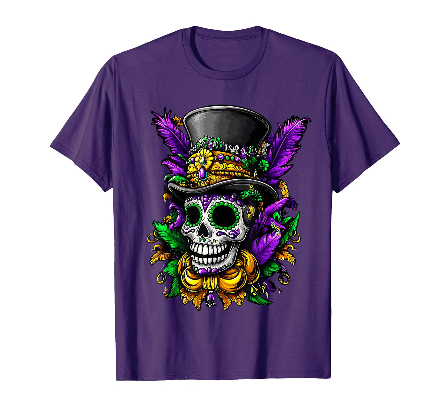 Colorful Sugar Skull With Top Hat Art T-Shirt