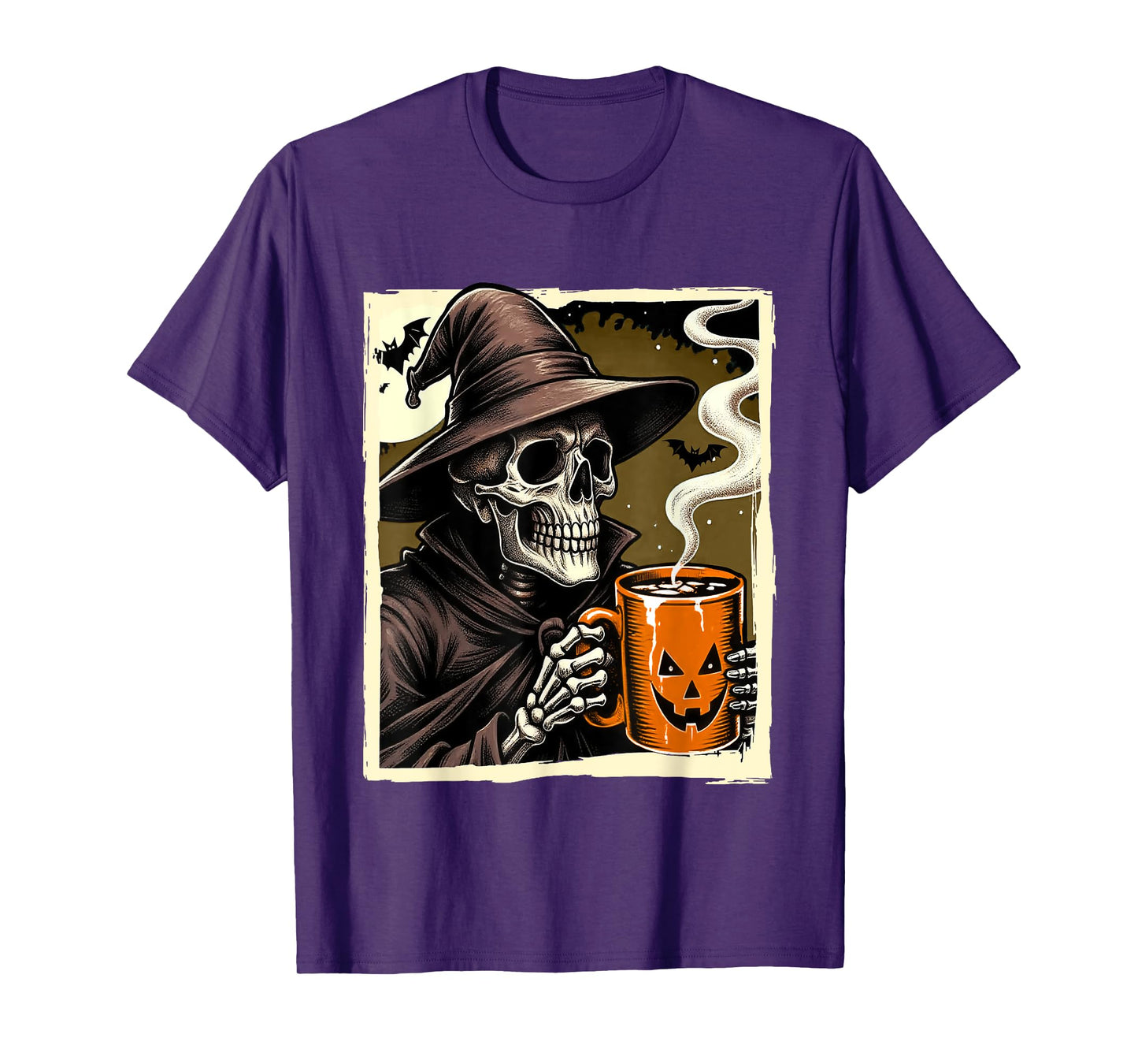 Halloween Skeleton Hot Cocoa Dead Inside Spooky Season Fall T-Shirt