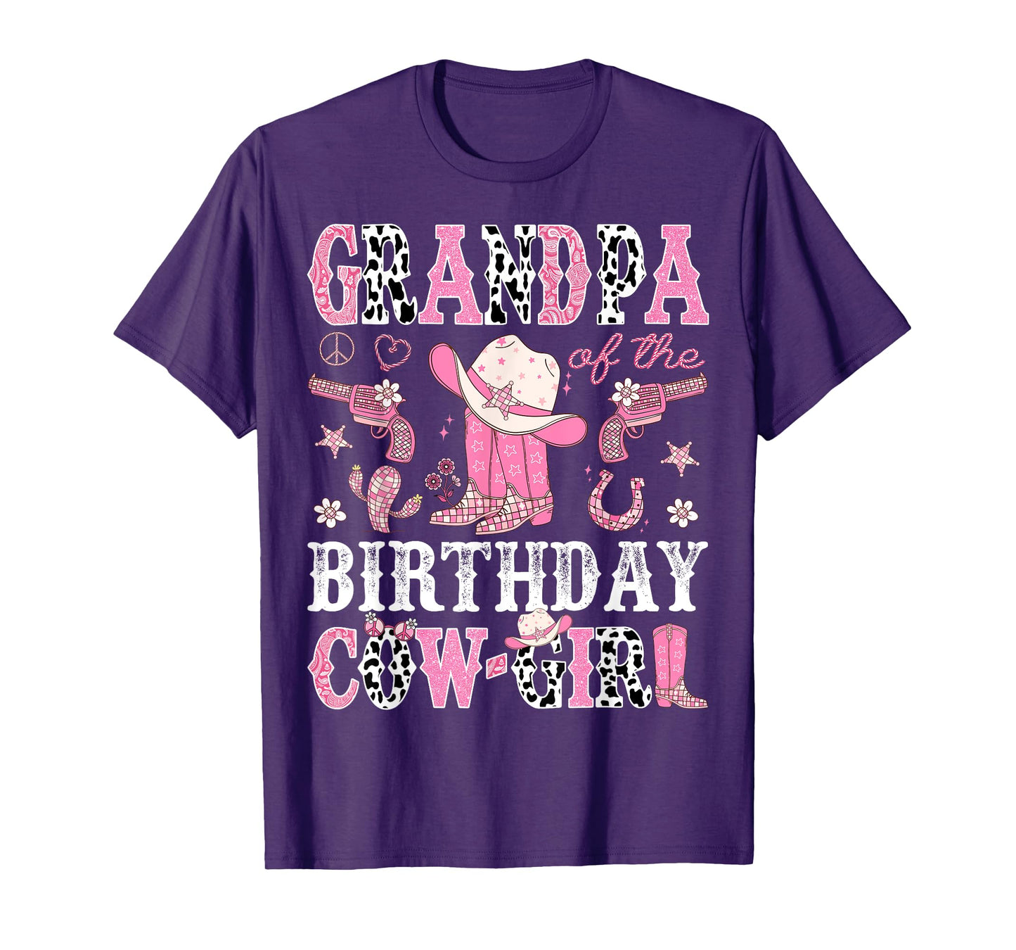 Grandpa Of The Birthday CowGirl Pink Disco Rodeo Western T-Shirt