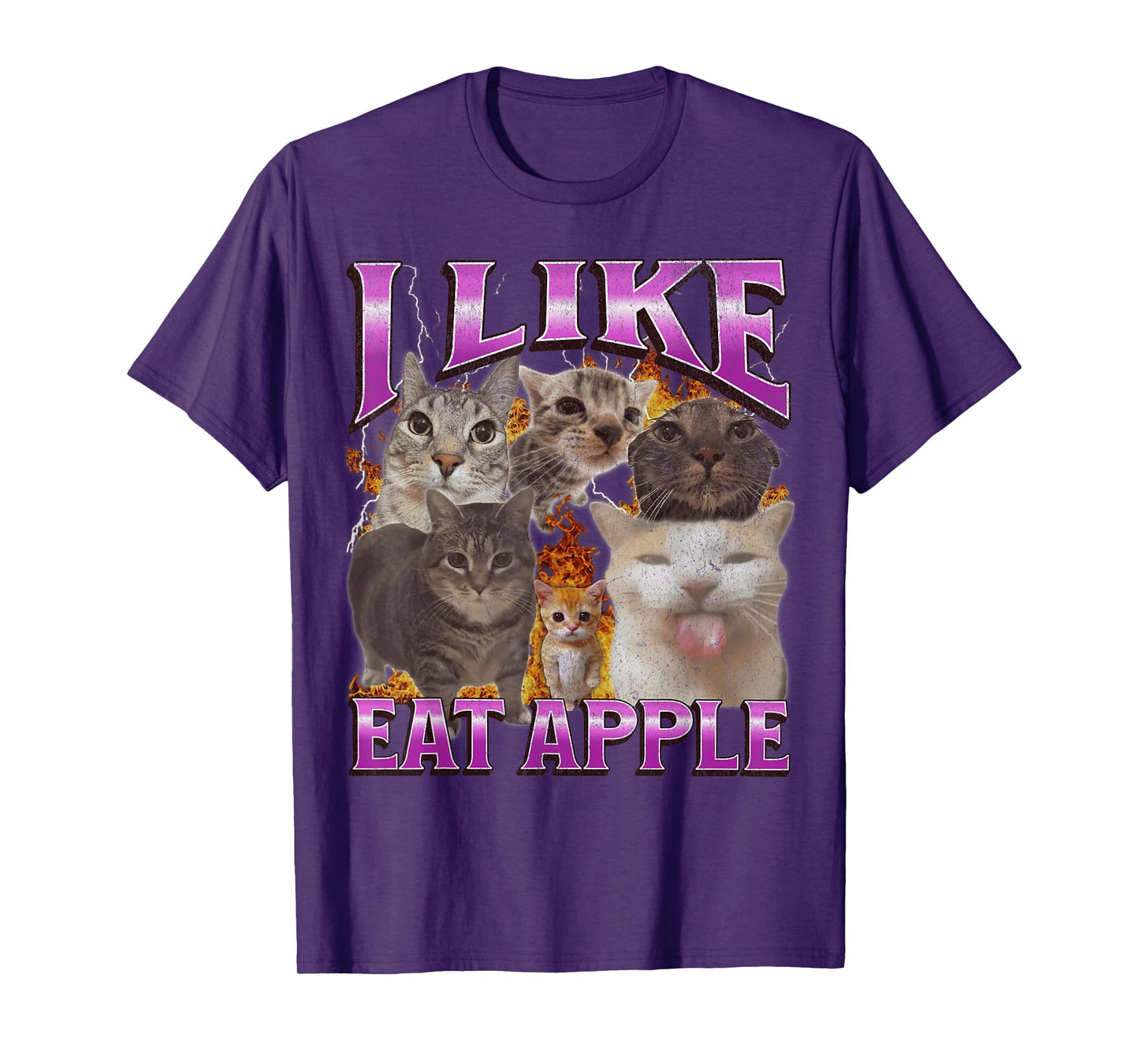 I Like Eat Apple Funny Cat Meme Bootleg Graphic T-Shirt for Men Women