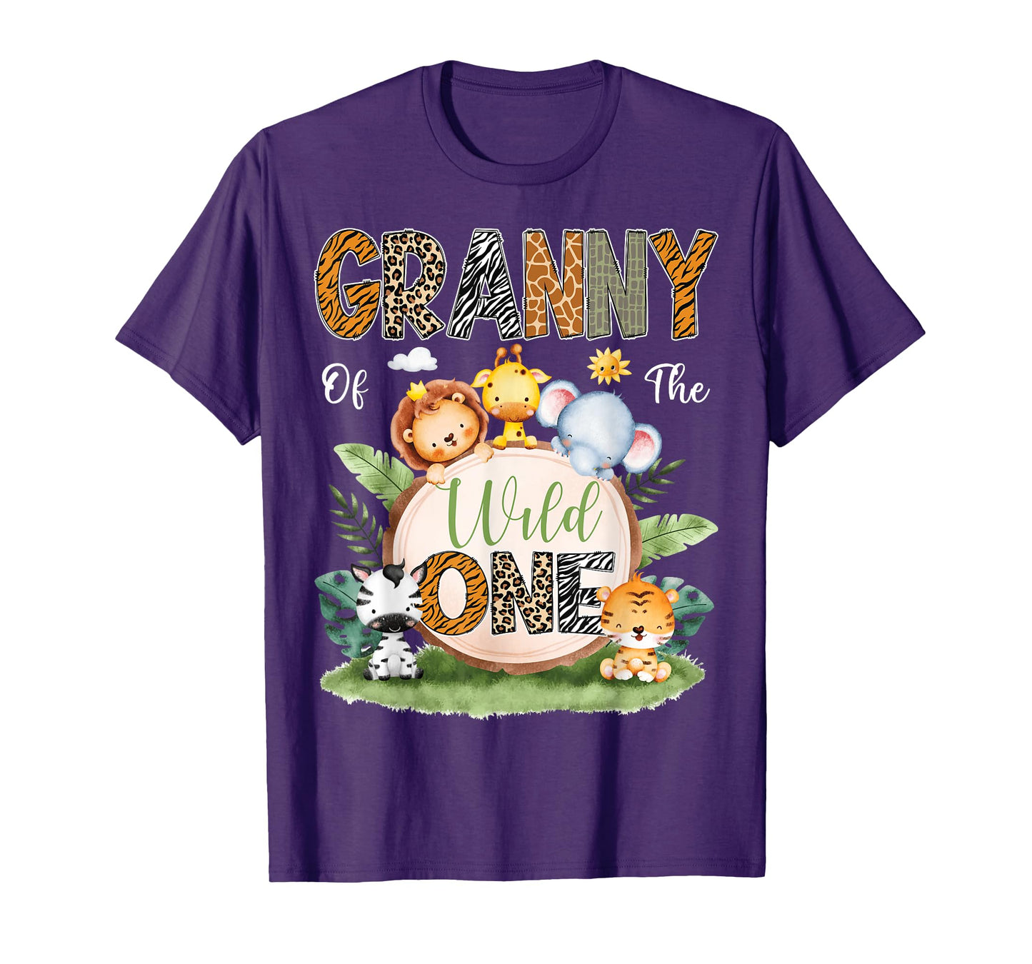 Granny Of The Wild One 1St Birthday Kids Safari Jungle T-Shirt