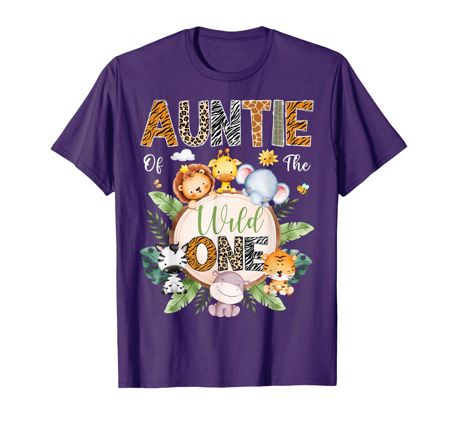 Auntie Of The Wild One 1St Birthday Safari Jungle Animal T-Shirt