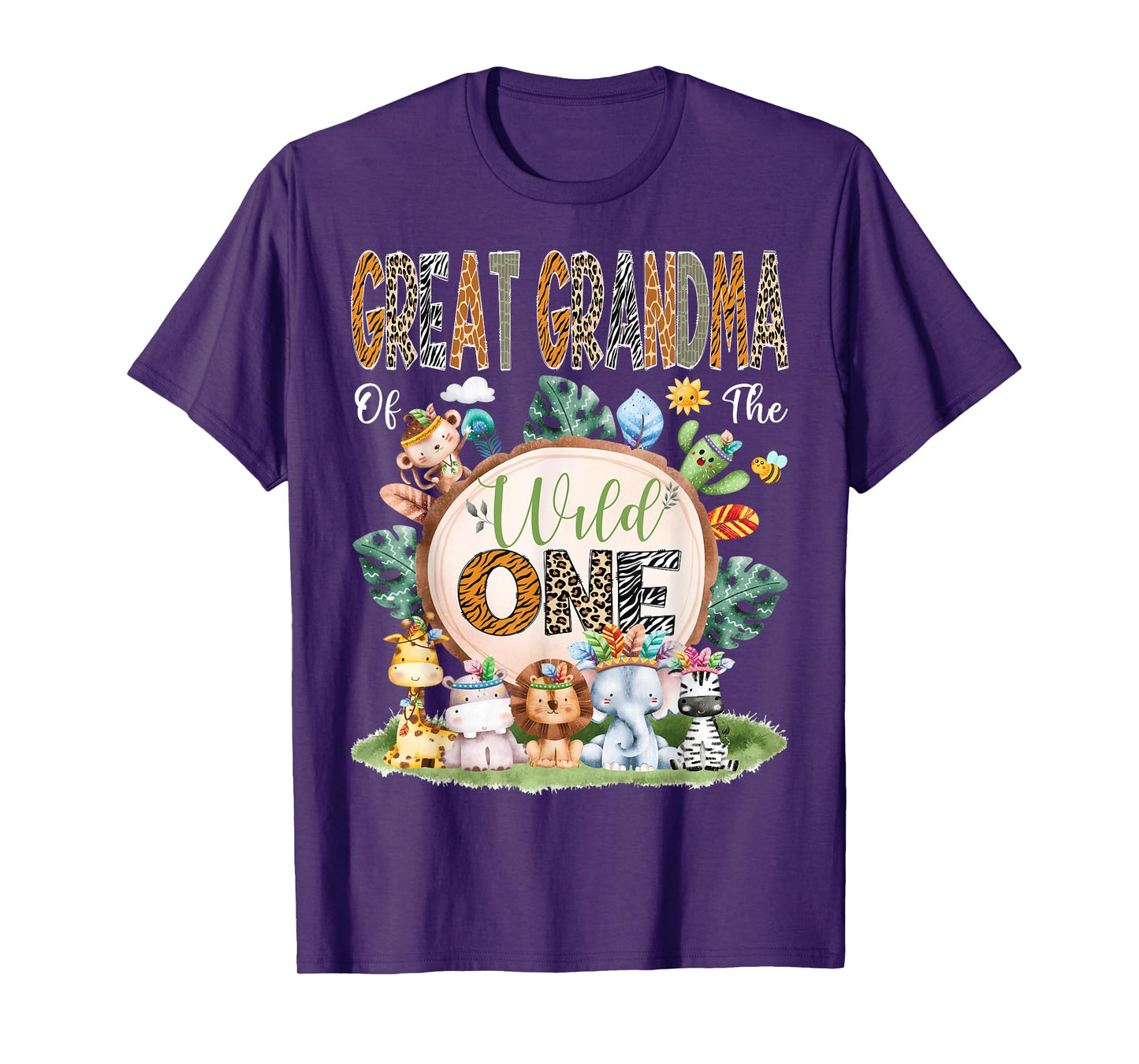 Great Grandma Of The Wild One Safari Tribal Jungle 1St Bday T-Shirt