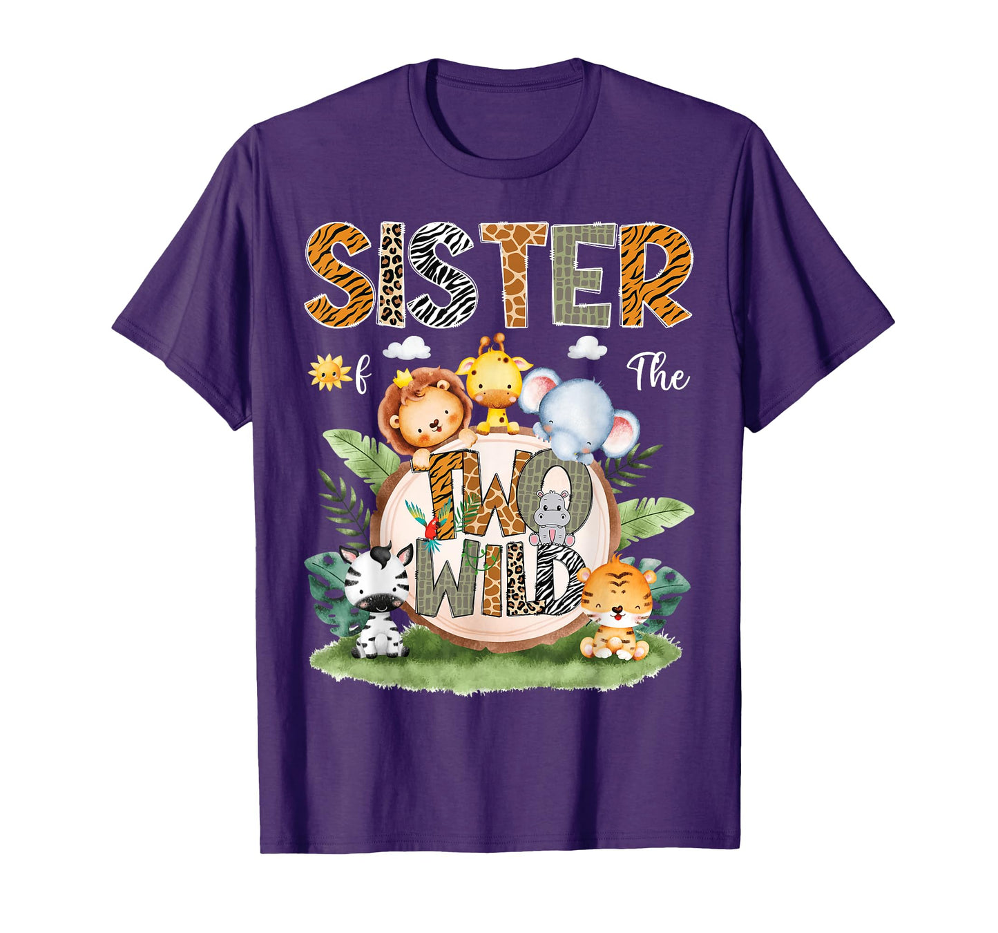 Sister Of The Two Wild 2Nd Birthday Safari Animal Lover T-Shirt