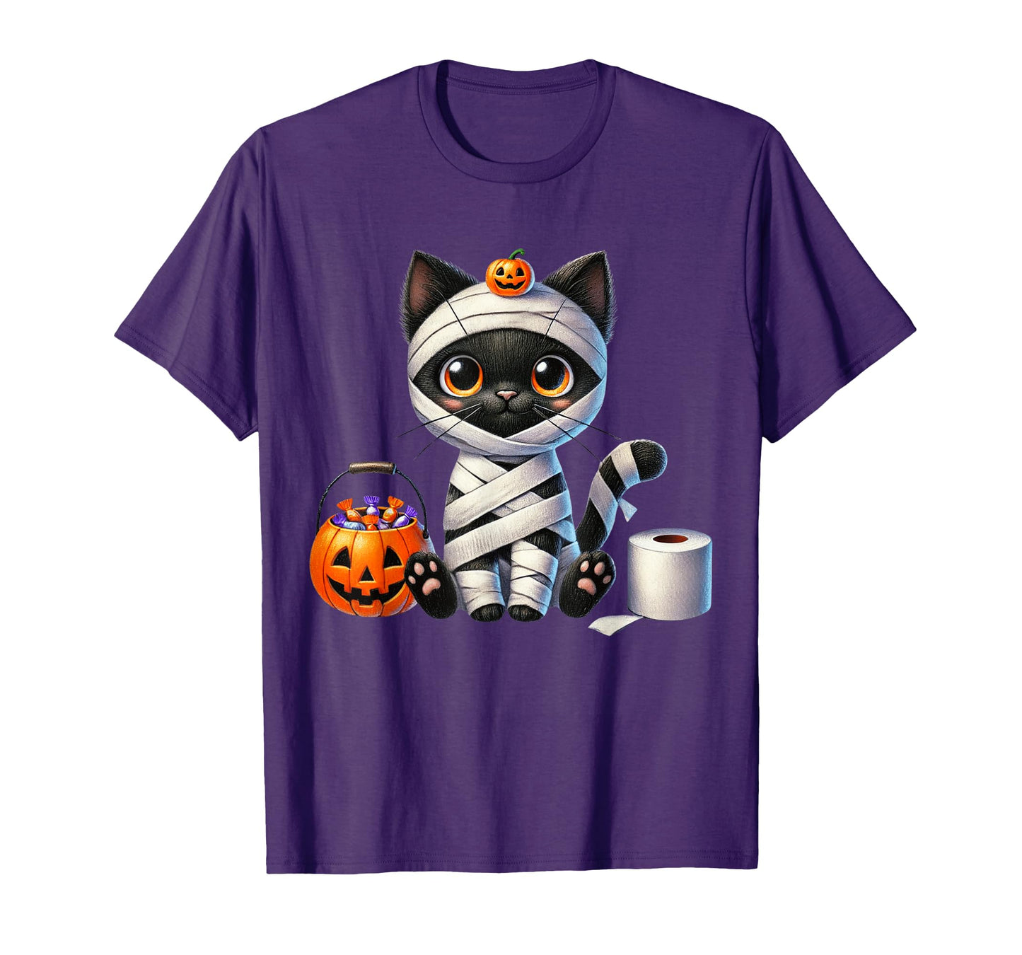 Cute Halloween Black Cat Pumpkin Trick or Treat Girls Boys T-Shirt