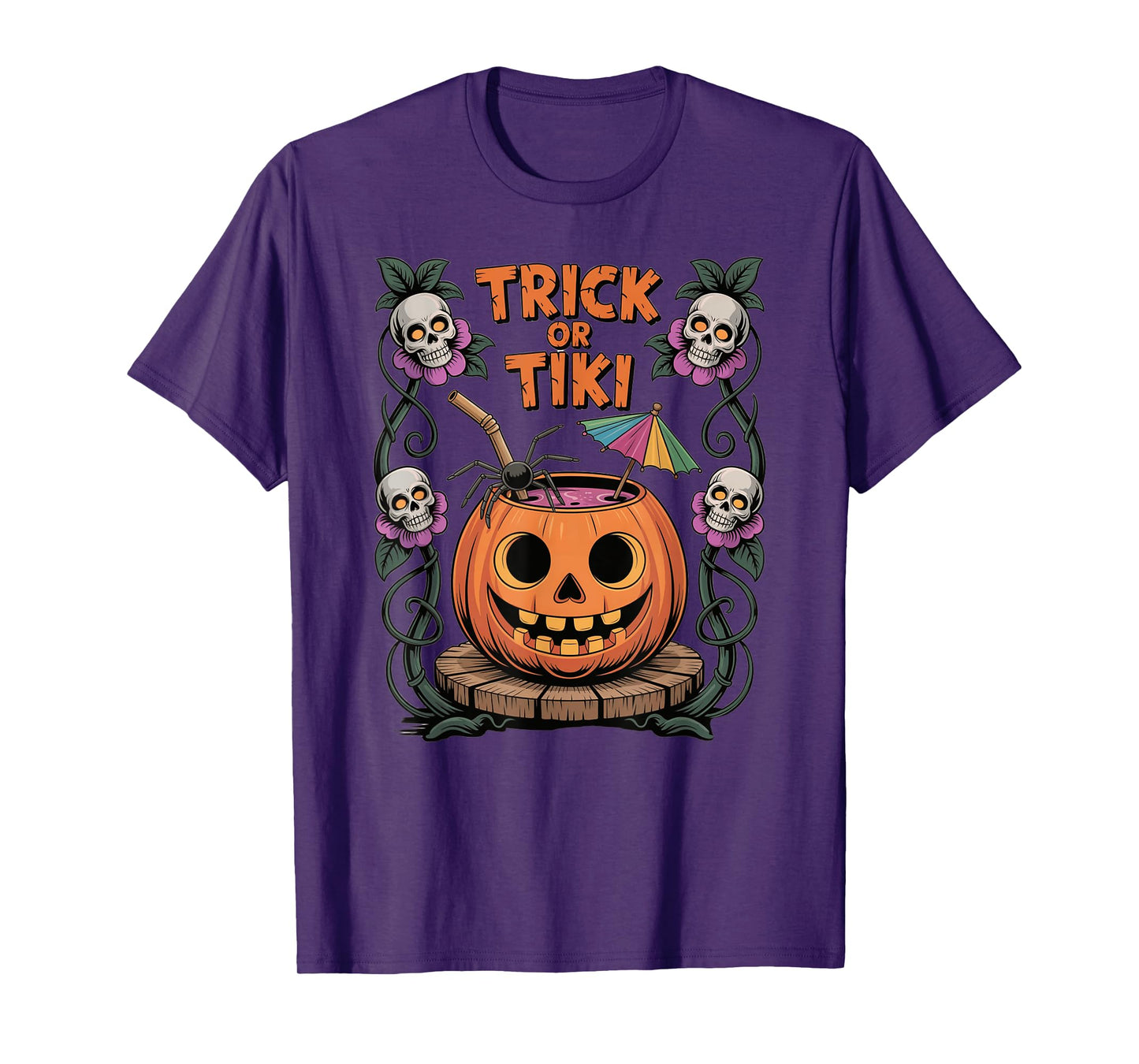 Summerween Trick or Tiki Pumpkin Summer to Halloween T-Shirt