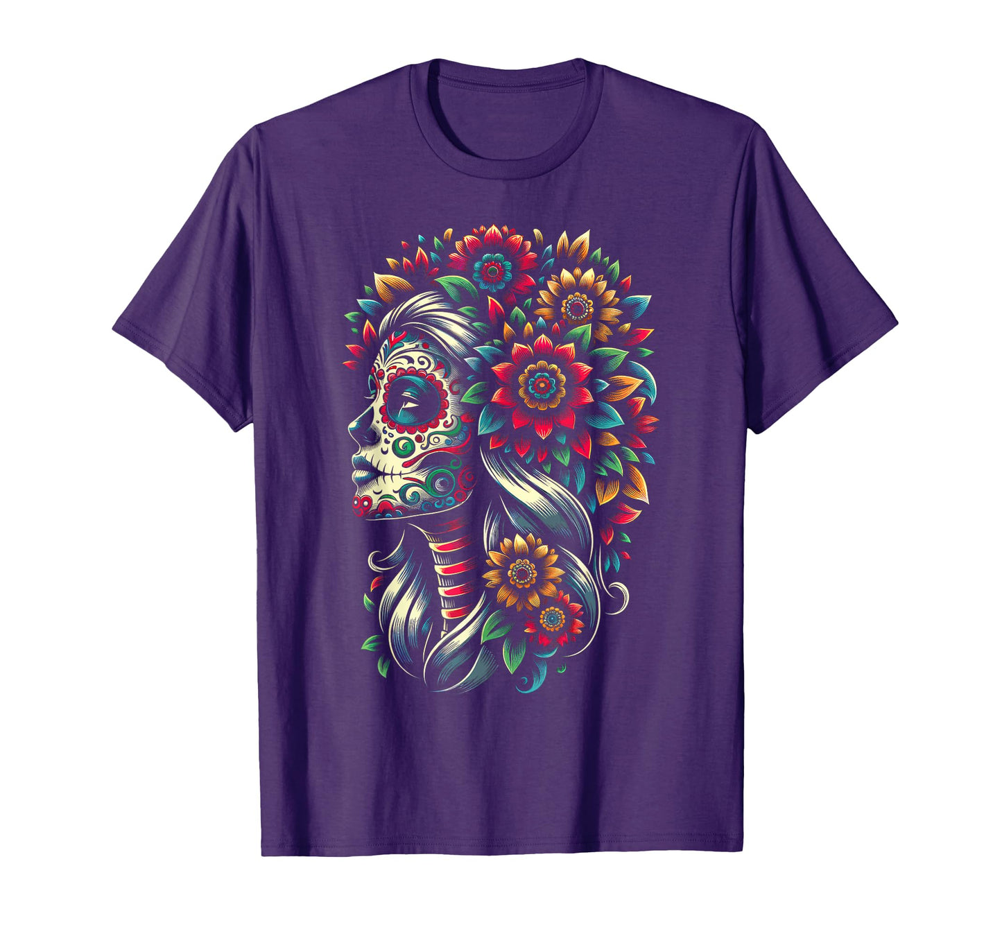 De Los Muertos La Catrina Day of the Dead Sugar Skull Women T-Shirt
