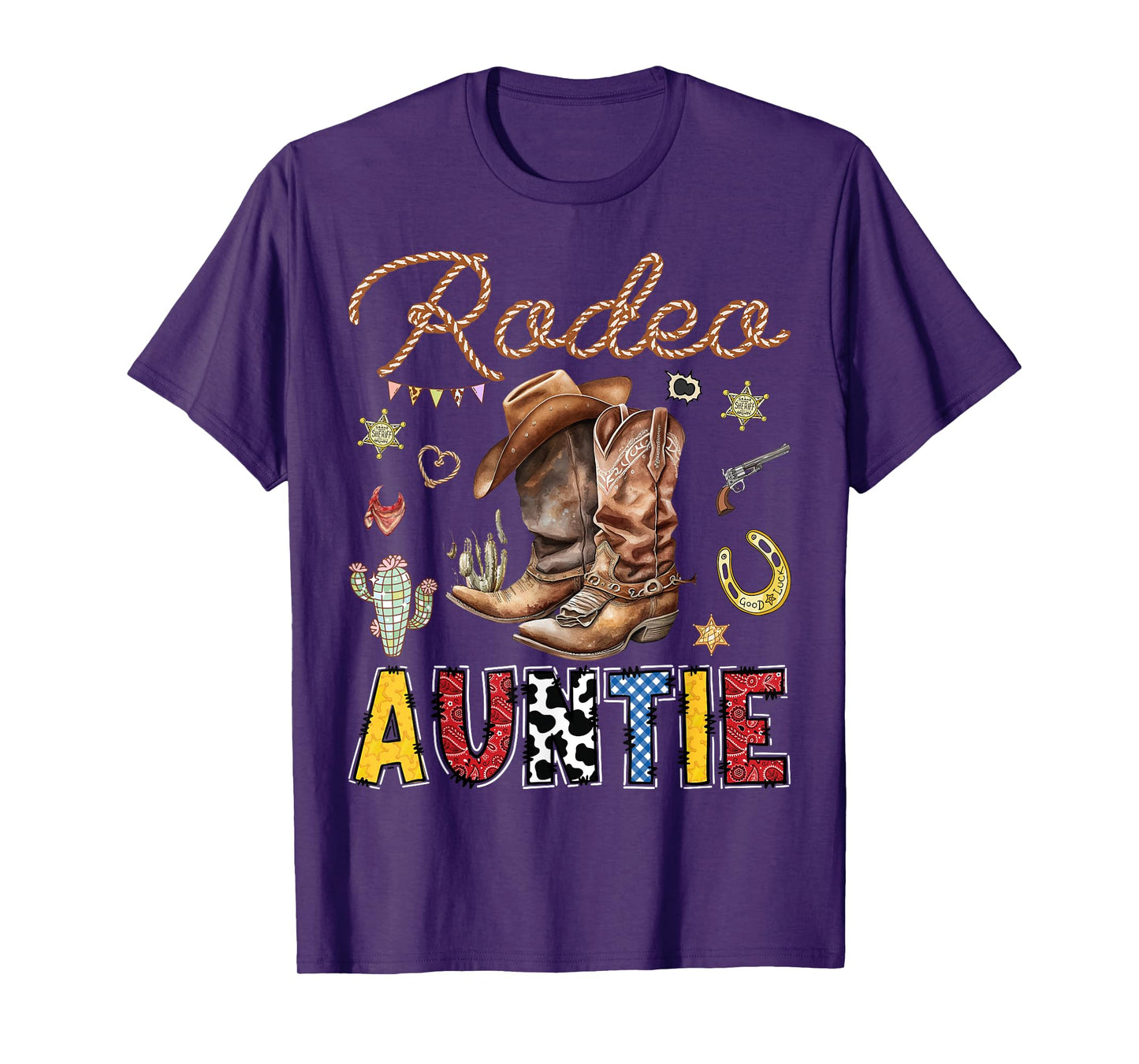 Rodeo Auntie Western Cowboy Birthday Matching Family T-Shirt