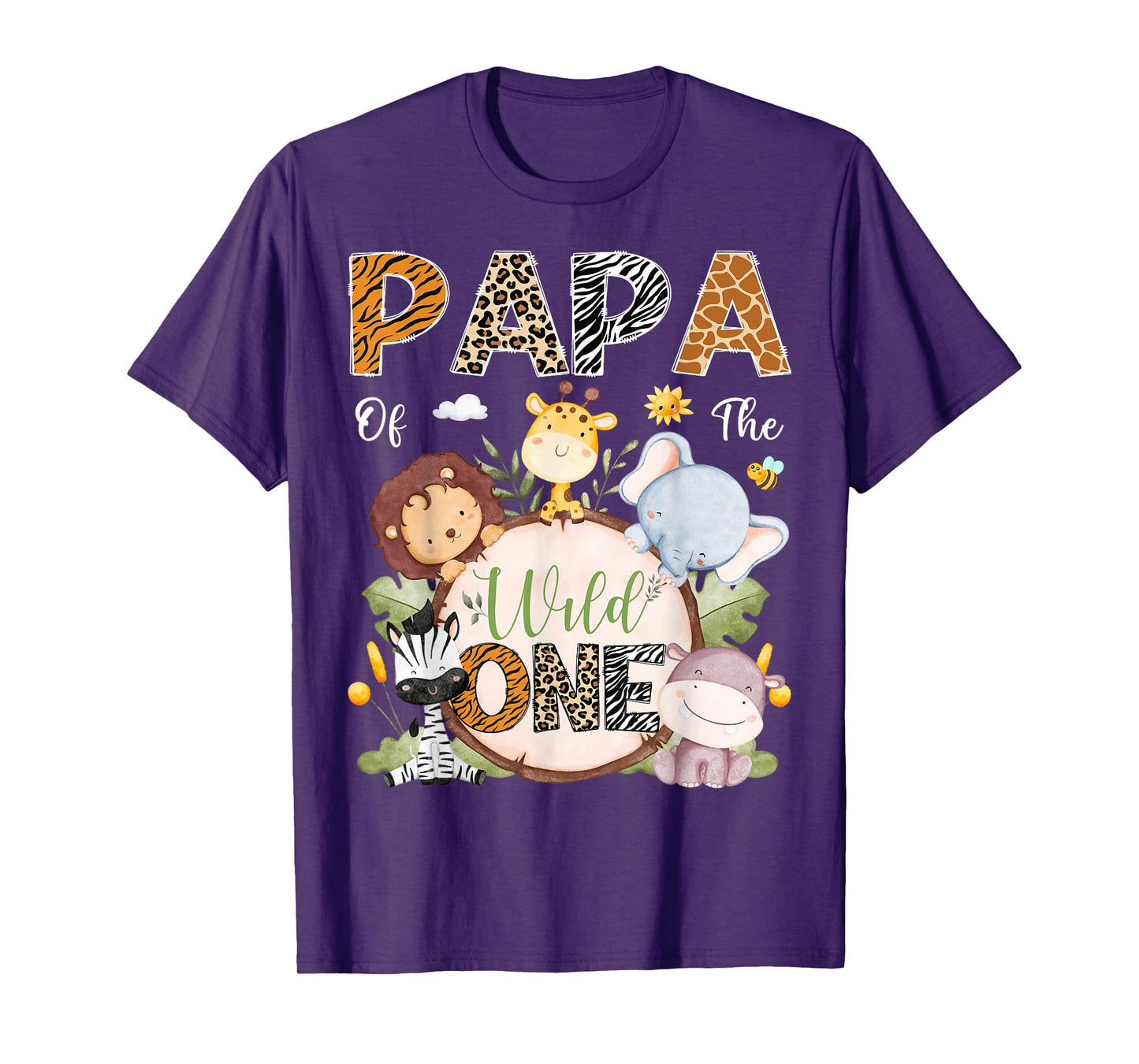 Papa Of The Wild One 1St Birthday Safari Jungle Animals T-Shirt