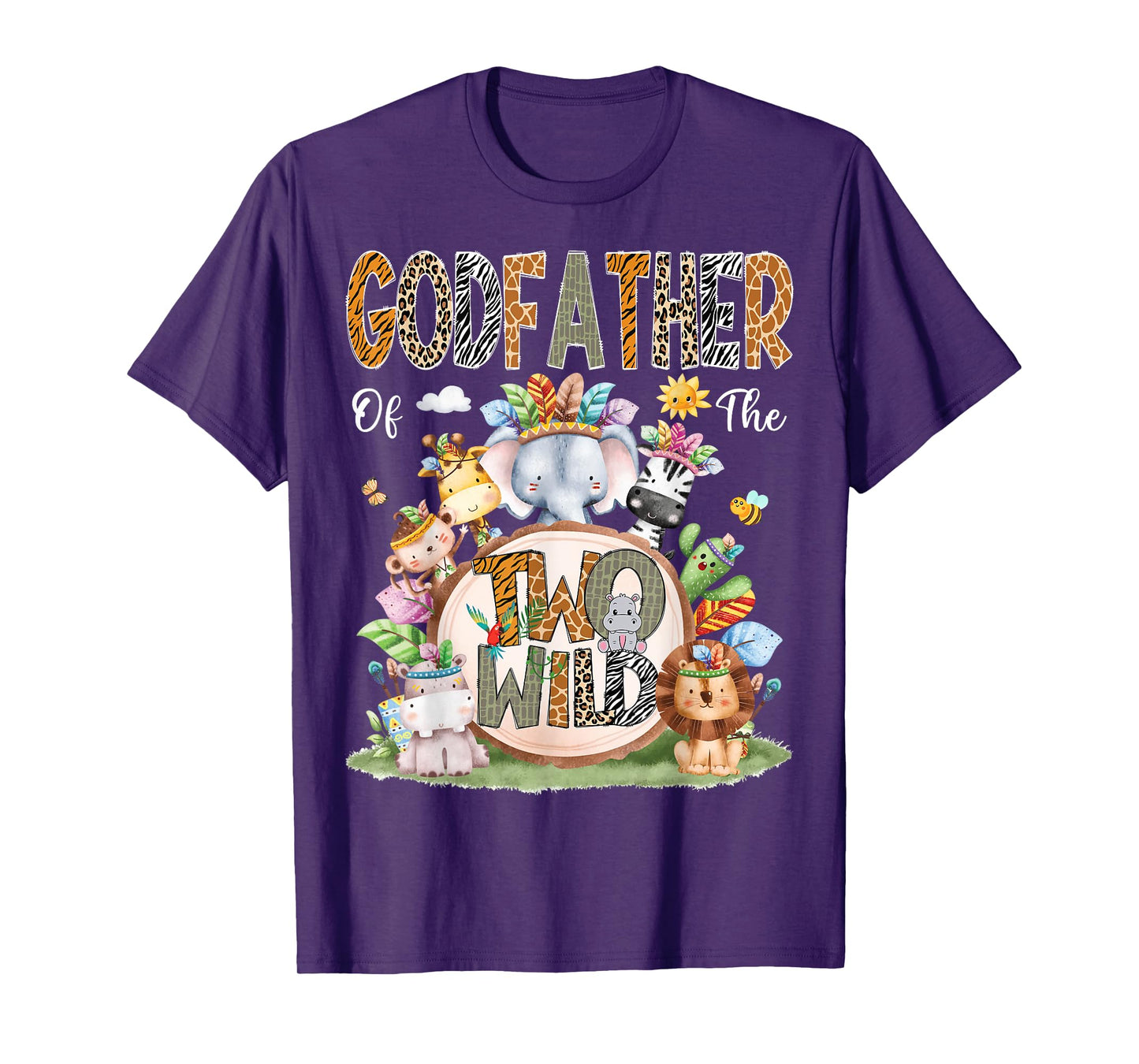 GodFather Of The Two Wild 2Nd Birthday Animal Safari Tribal T-Shirt