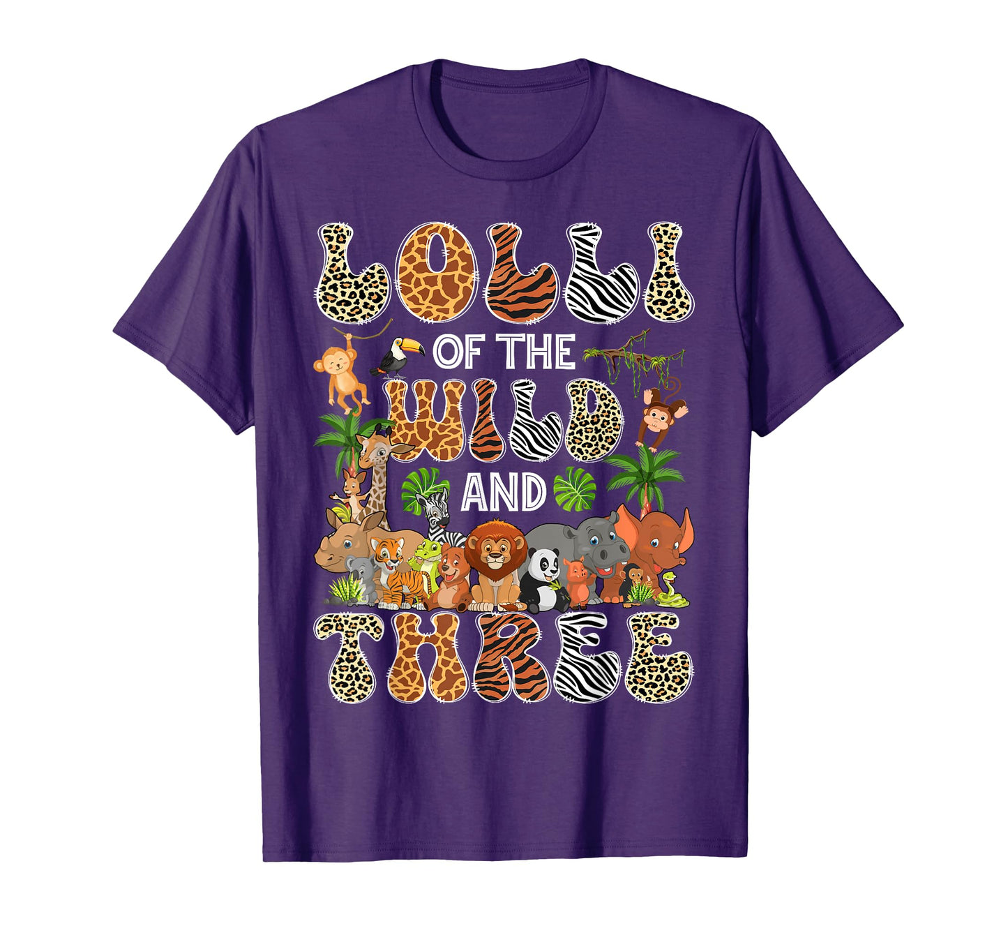 Lolli Of The Wild And Three 3Rd Birthday Boy Safari Jungle T-Shirt