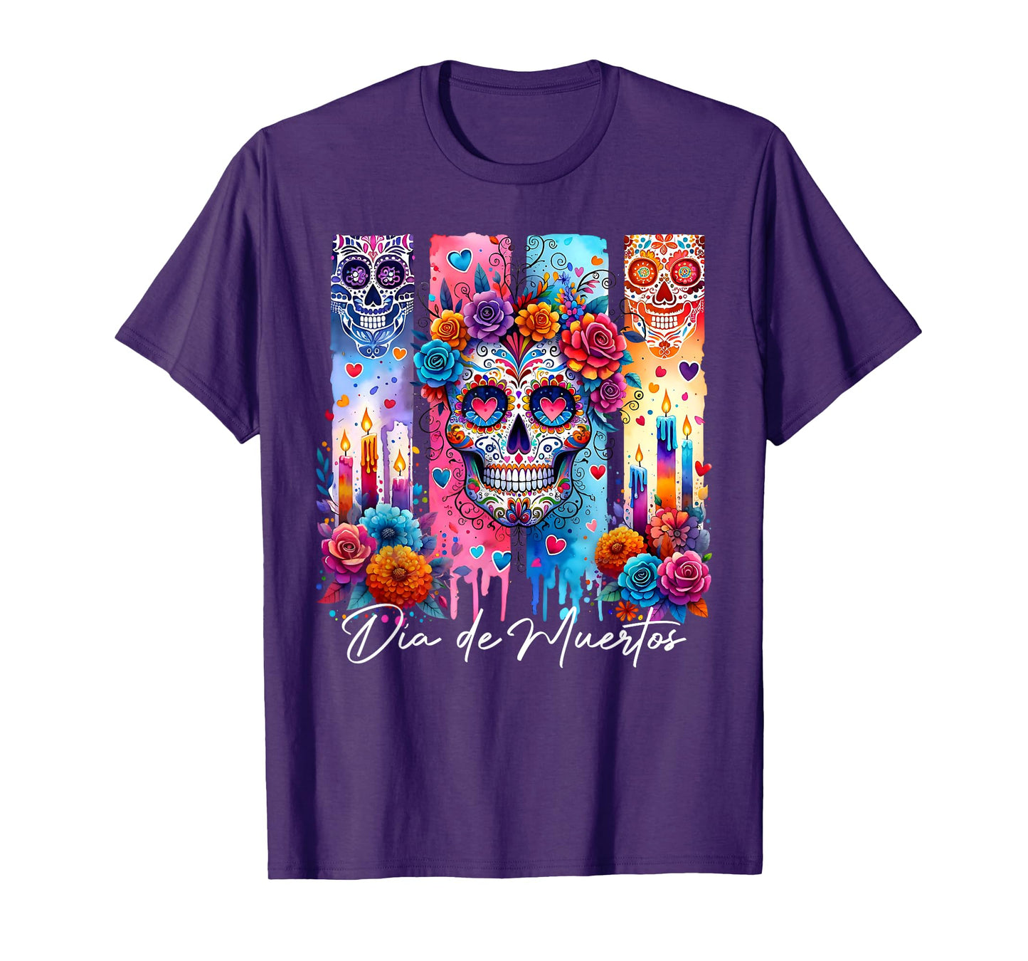 Rose Flower Skull Day Of The Dead Dia De Los Muertos Catrina T-Shirt