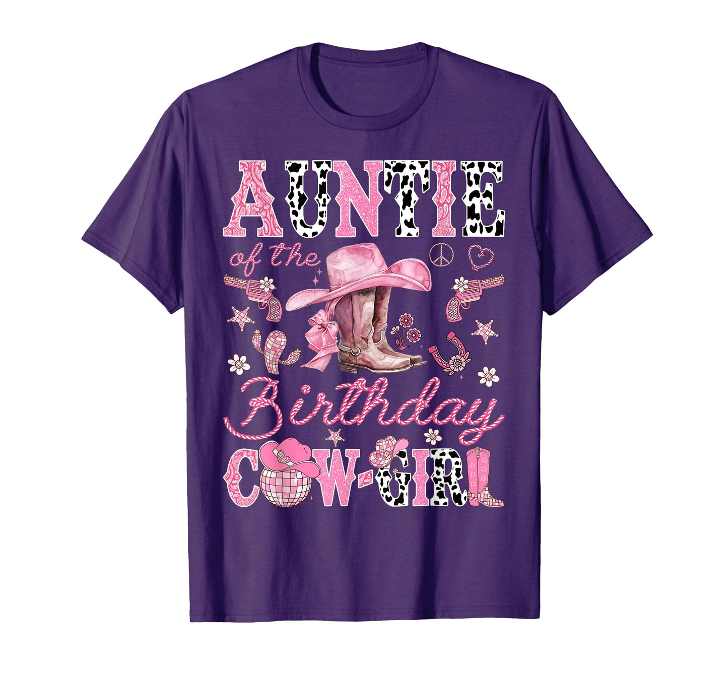 Auntie Of The Birthday CowGirl Disco Coquette Rodeo T-Shirt