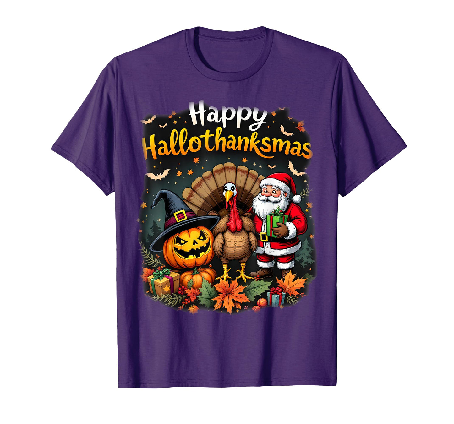 happy hallothanksmas for halloween thanksmas holiday season T-Shirt