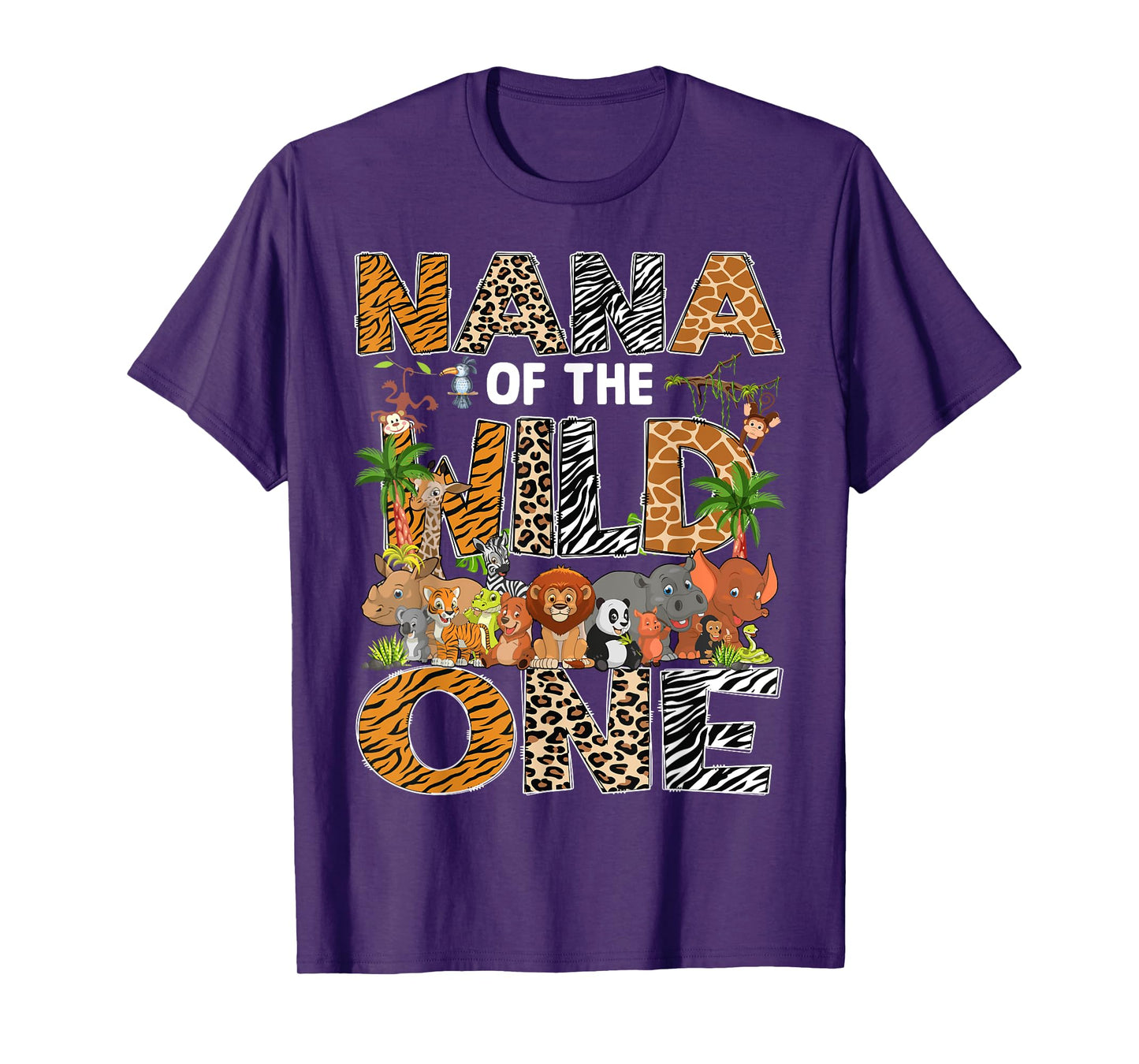Nana Of The Wild One Safari Zoo Animal 1St Birthday T-Shirt