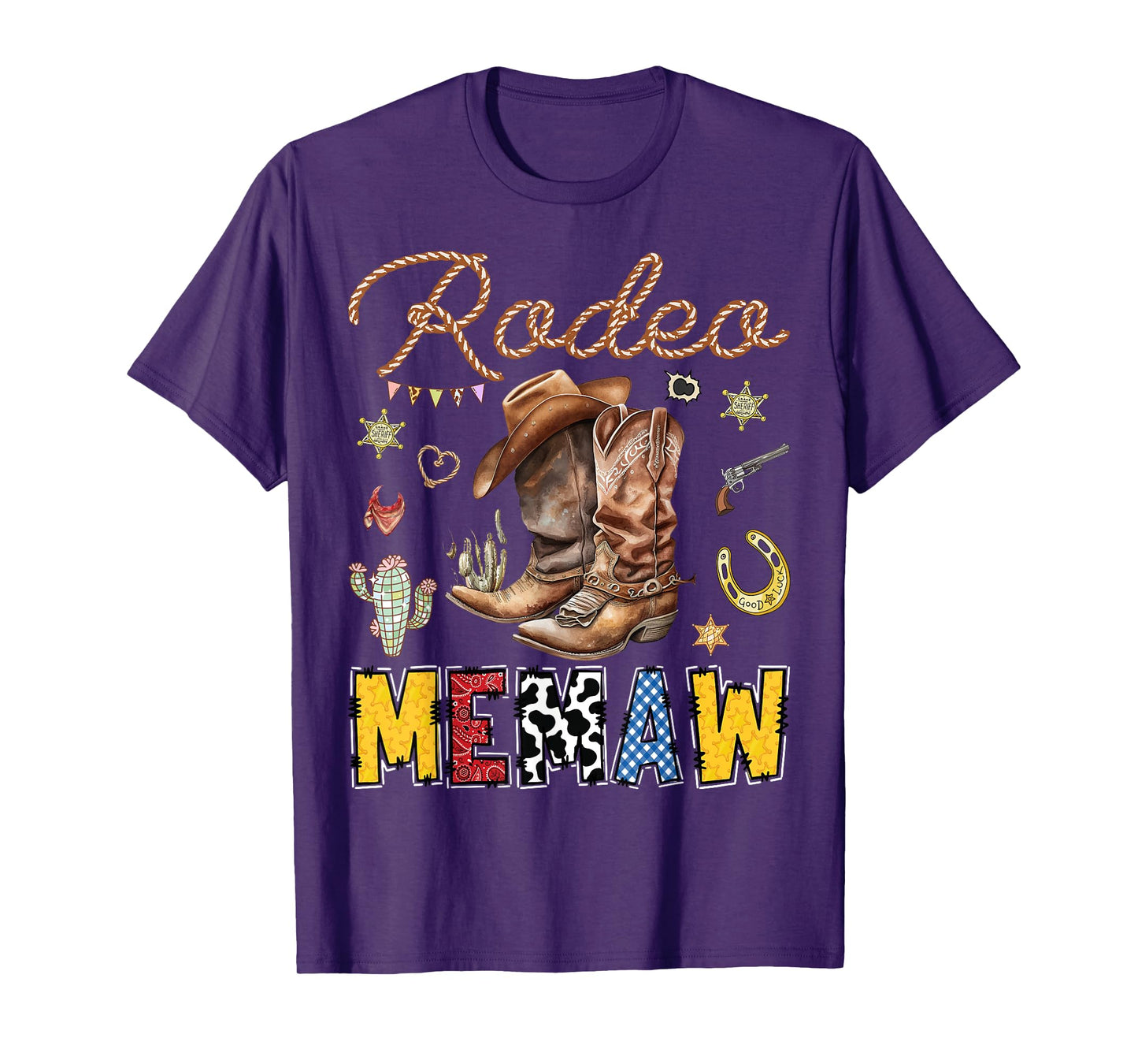 Rodeo Memaw Western Cowboy Birthday Matching Family T-Shirt