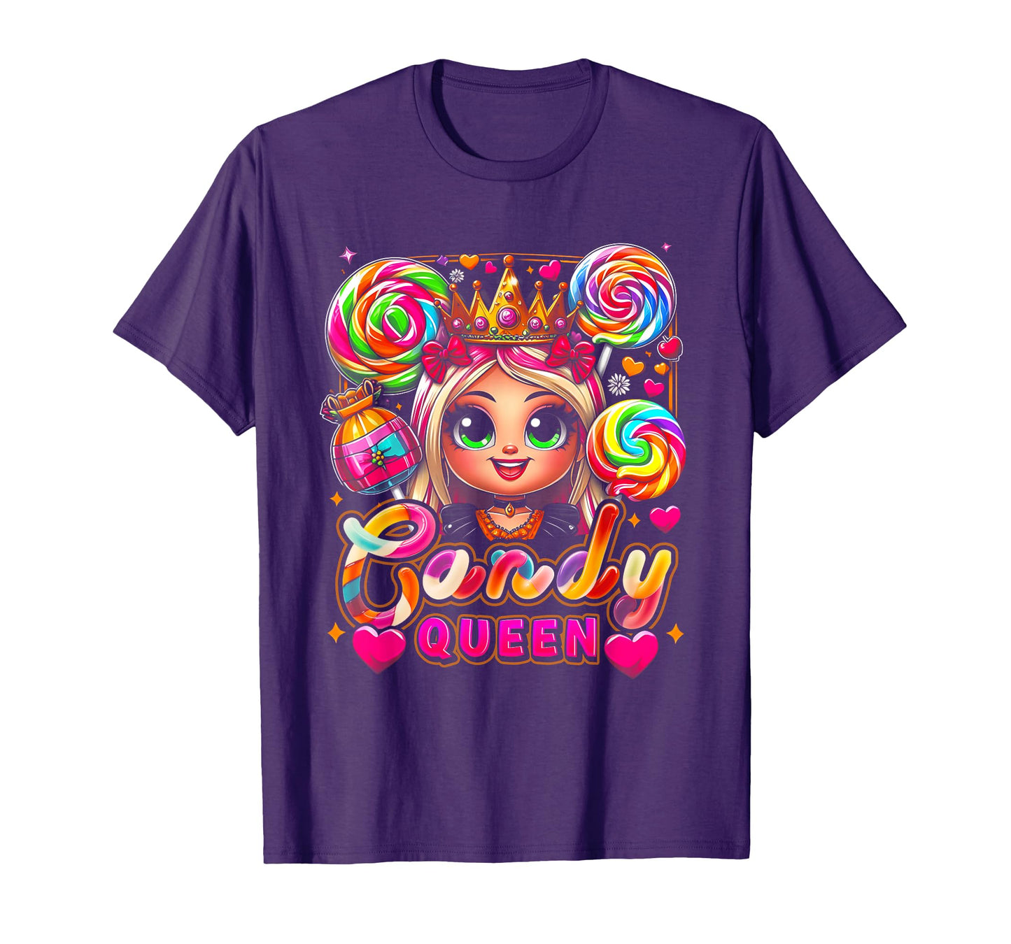Funny Halloween Candy a Queen Lollipop Lover Girls Colorful T-Shirt