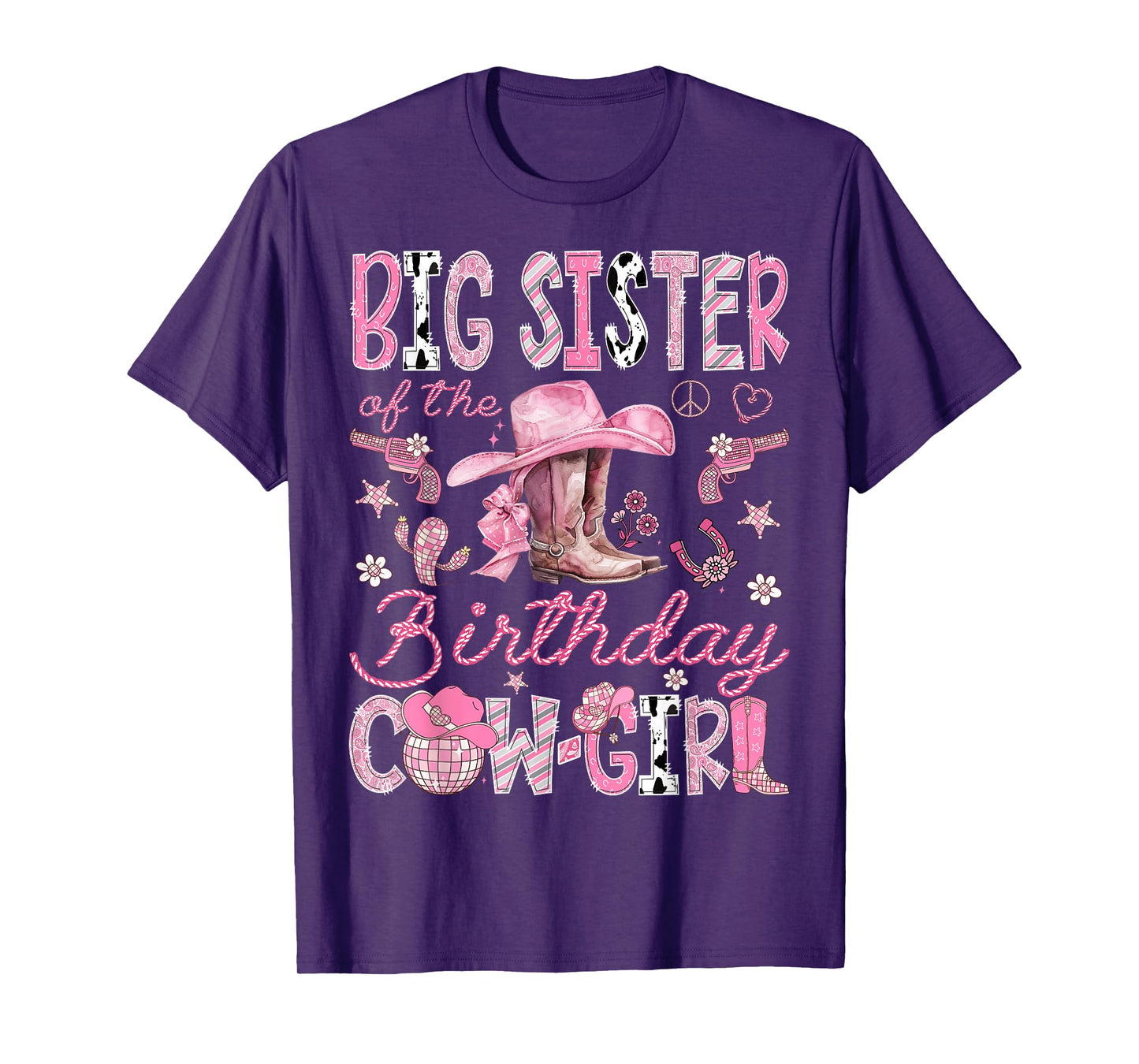 Big Sister Of The Birthday CowGirl Coquette Rodeo Big Sister T-Shirt