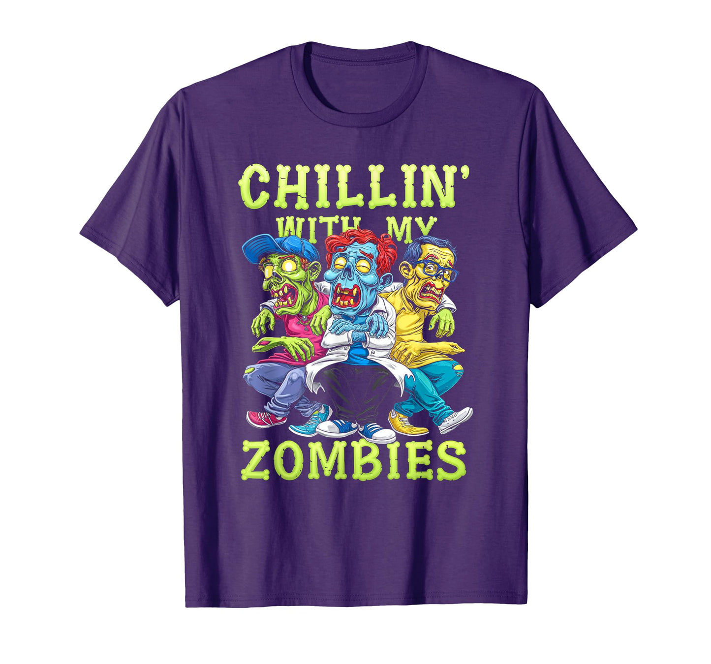 Chillin With My Zombies Zombie Halloween Kids T-Shirt