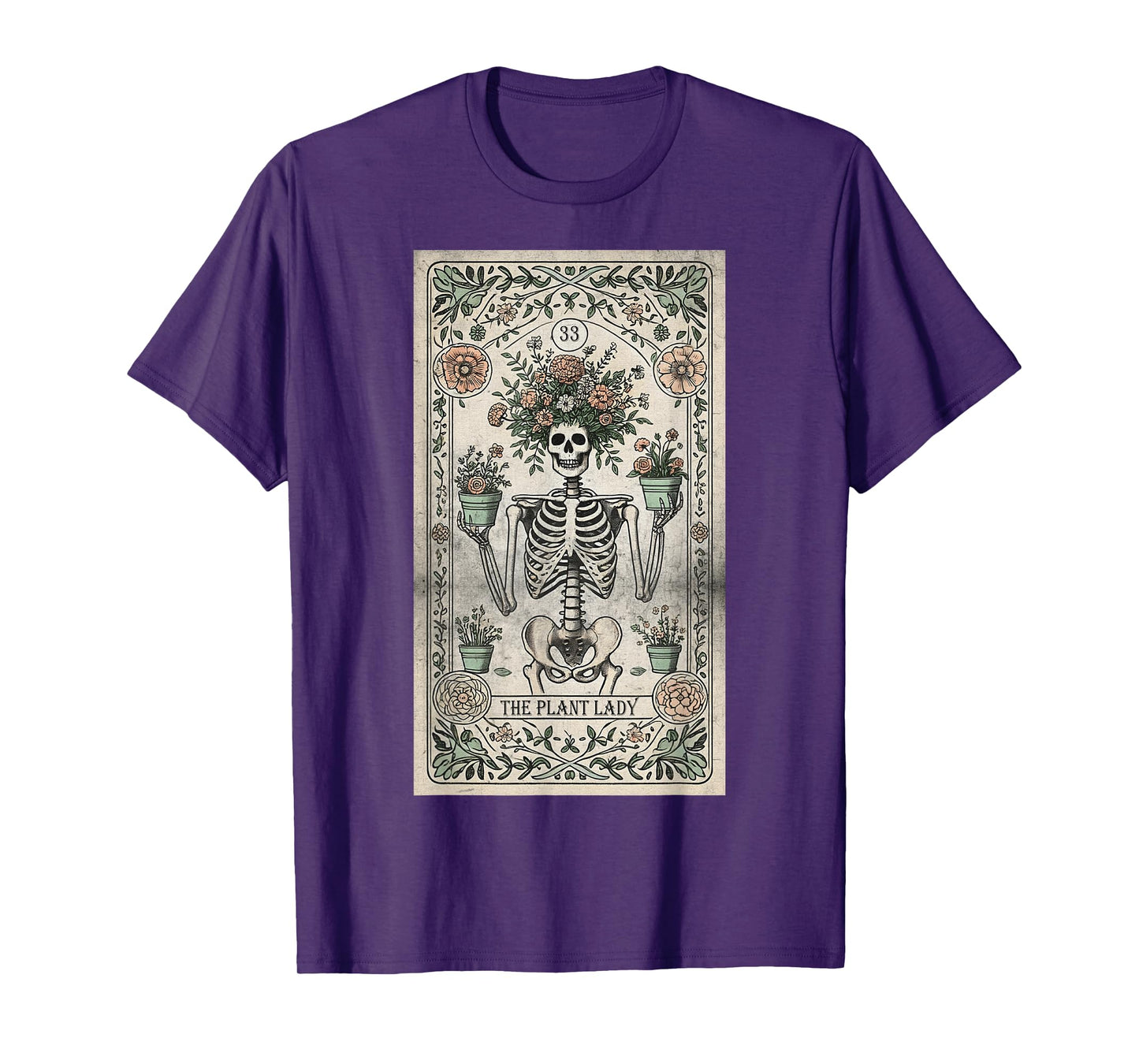 The Plant Lover Tarot Card Skeleton Flower Gardening Women T-Shirt