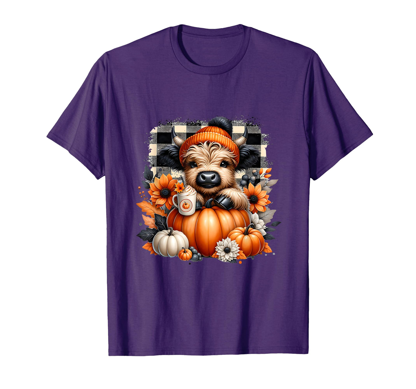 Cute Highland Cow Halloween With Pumpkin Spooky Season Funny T-Shirt