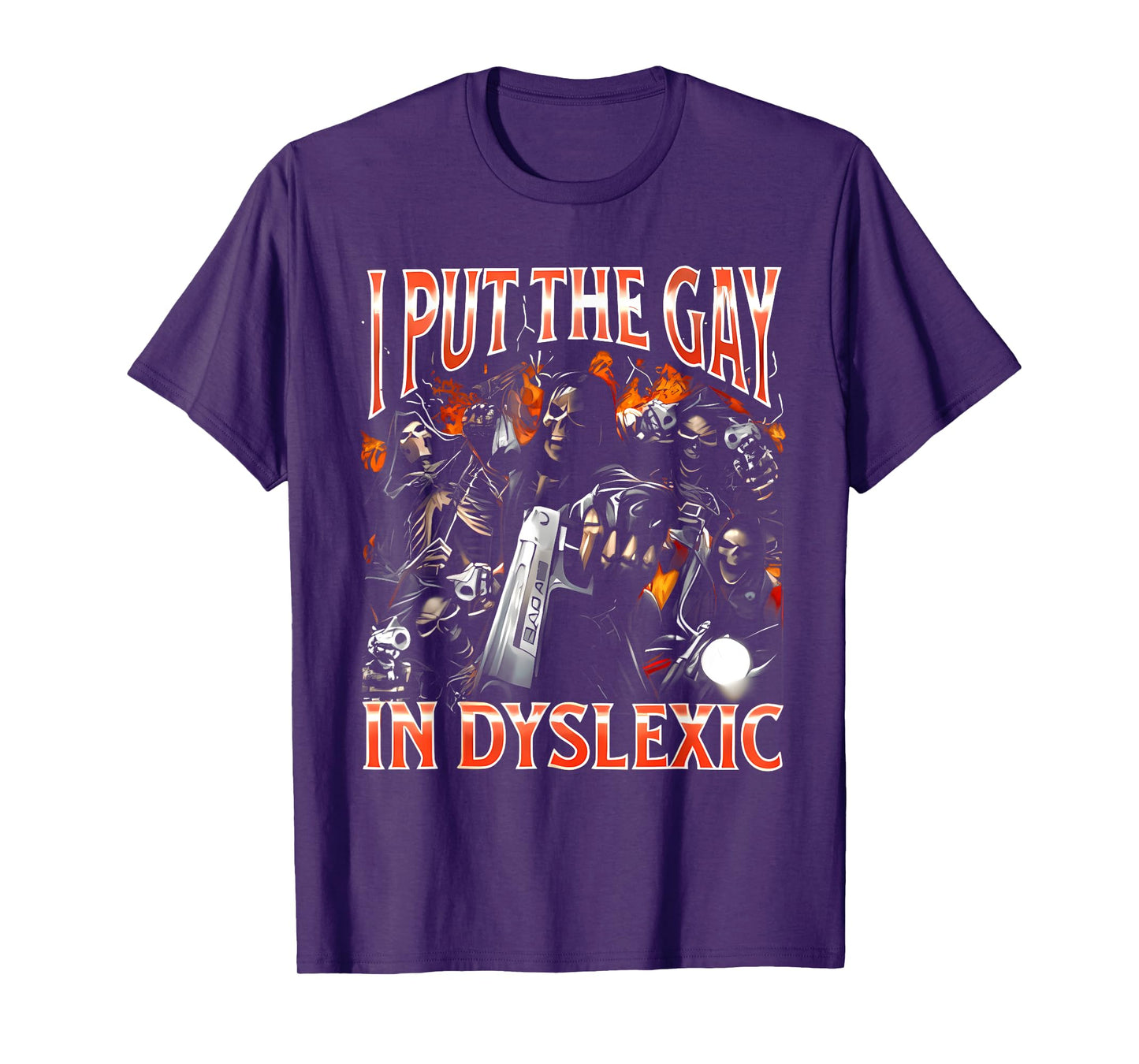 Retro I Put The Gay In Dyslexic Funny Hard Skeleton Bootleg T-Shirt