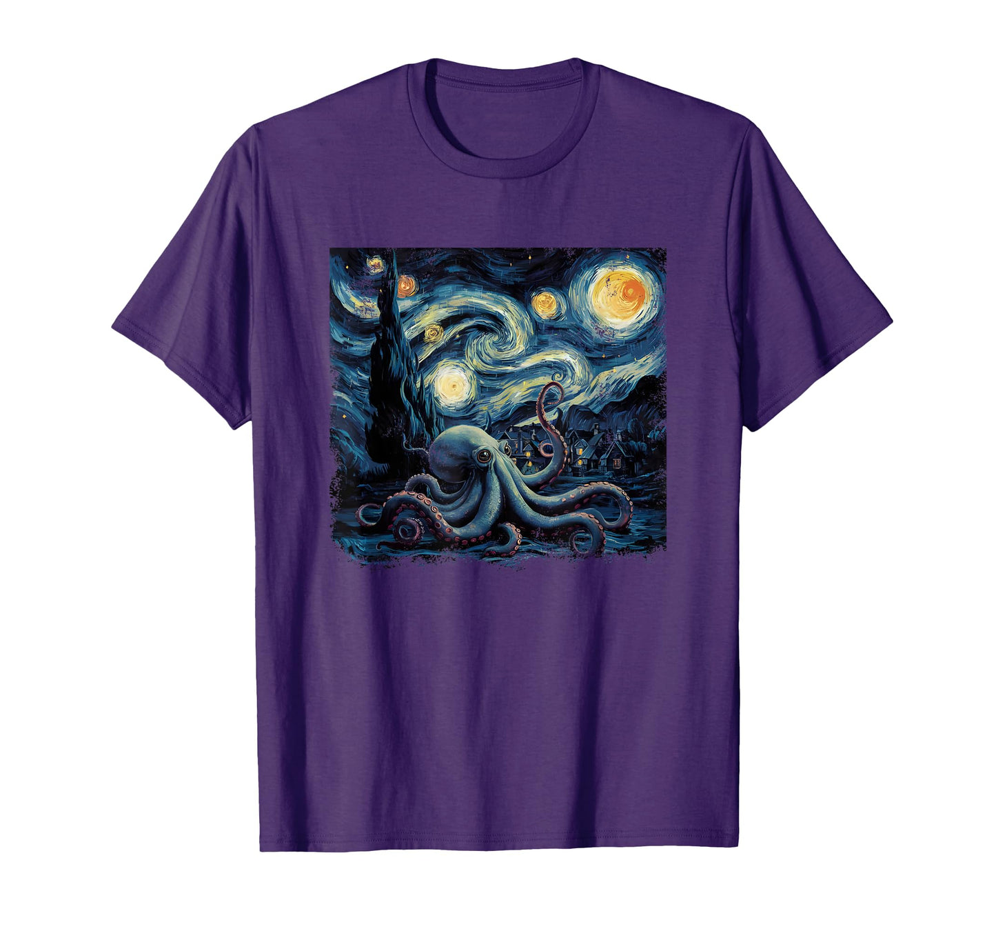 Starry Night Van Gogh Painting Octopus Lover T-Shirt
