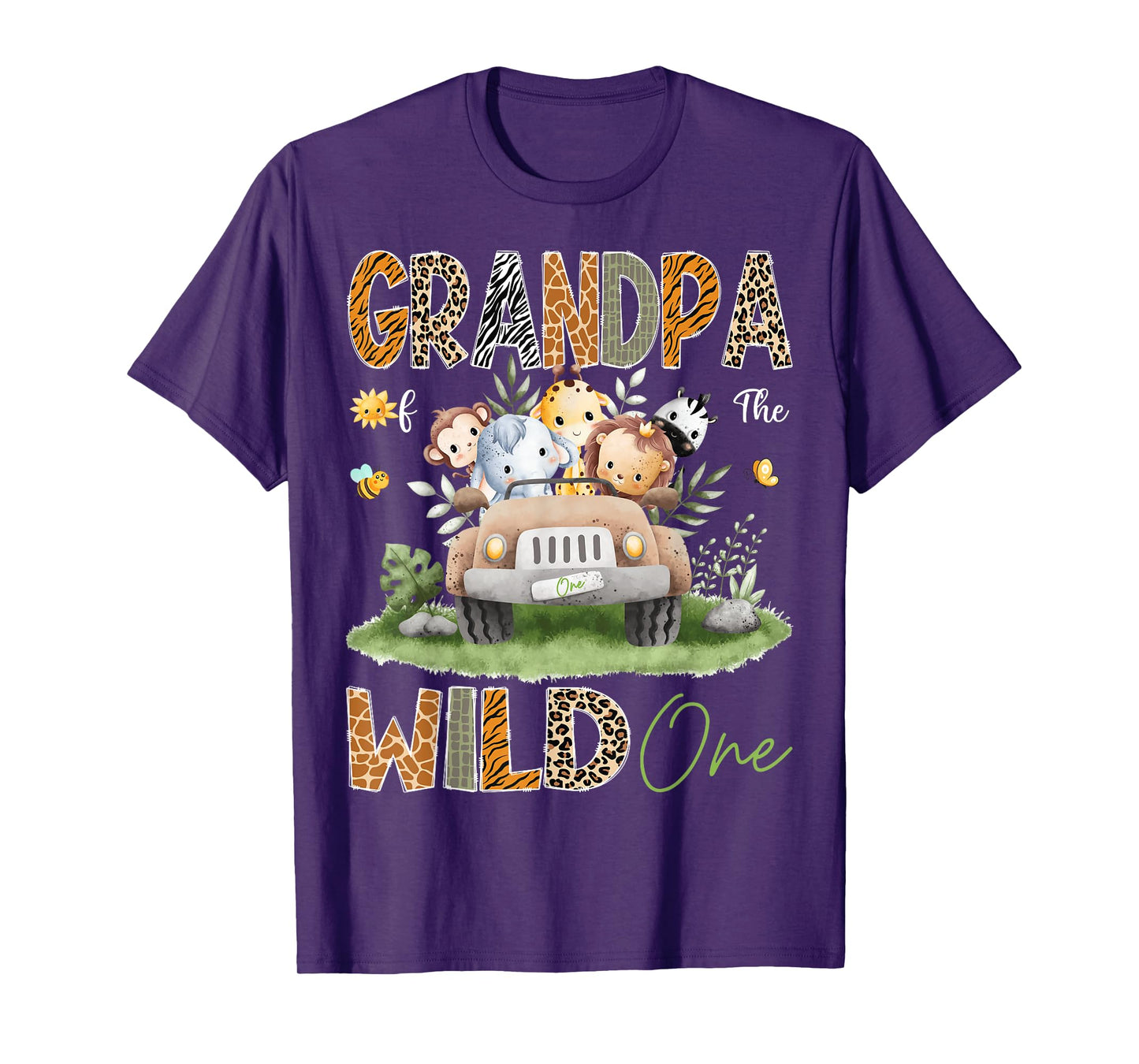 Grandpa of the Wild One 1St Birthday Safari Animals Truck T-Shirt