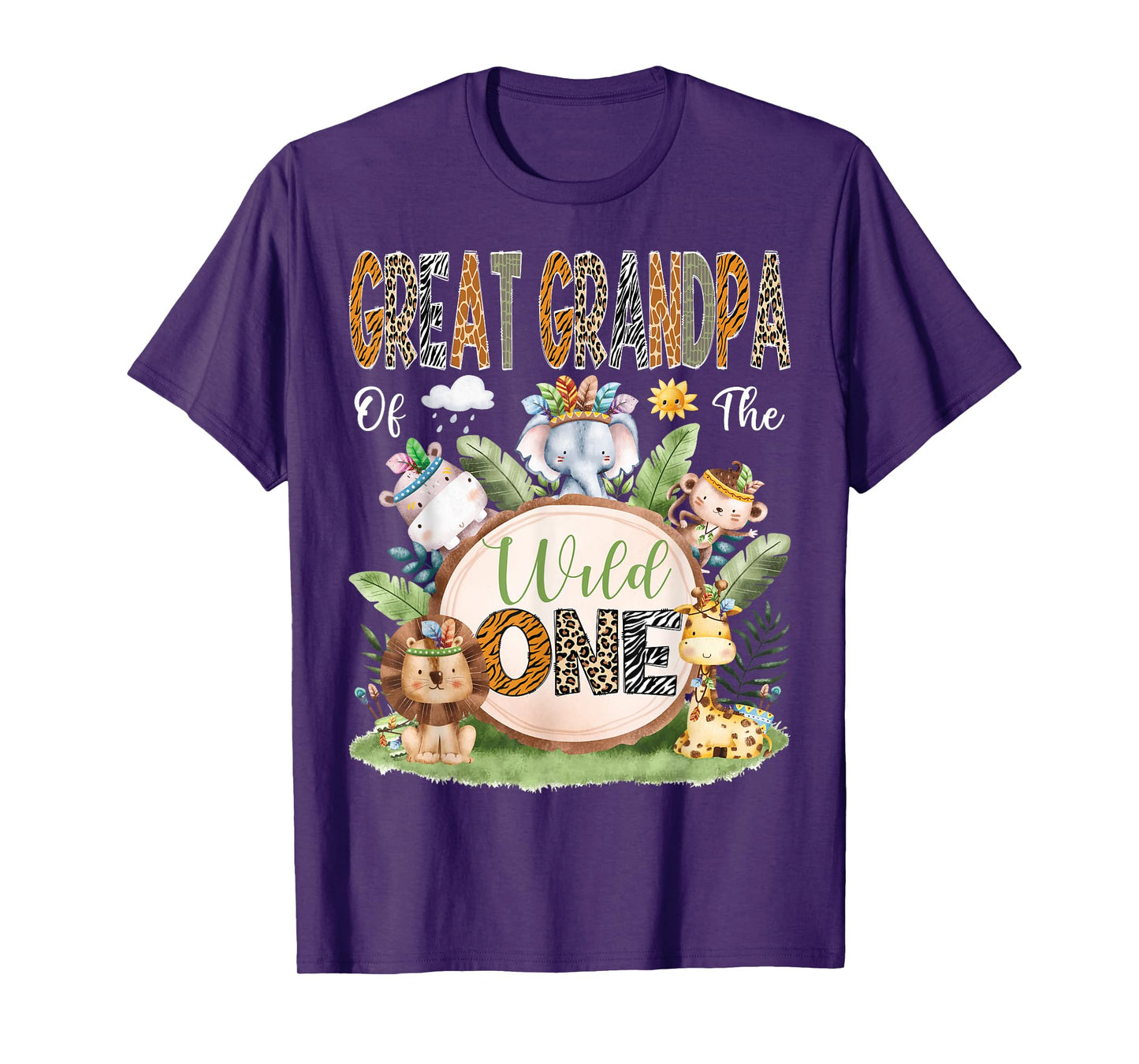 Great Grandpa Of The Wild One Safari Tribal Animal 1St Bday T-Shirt