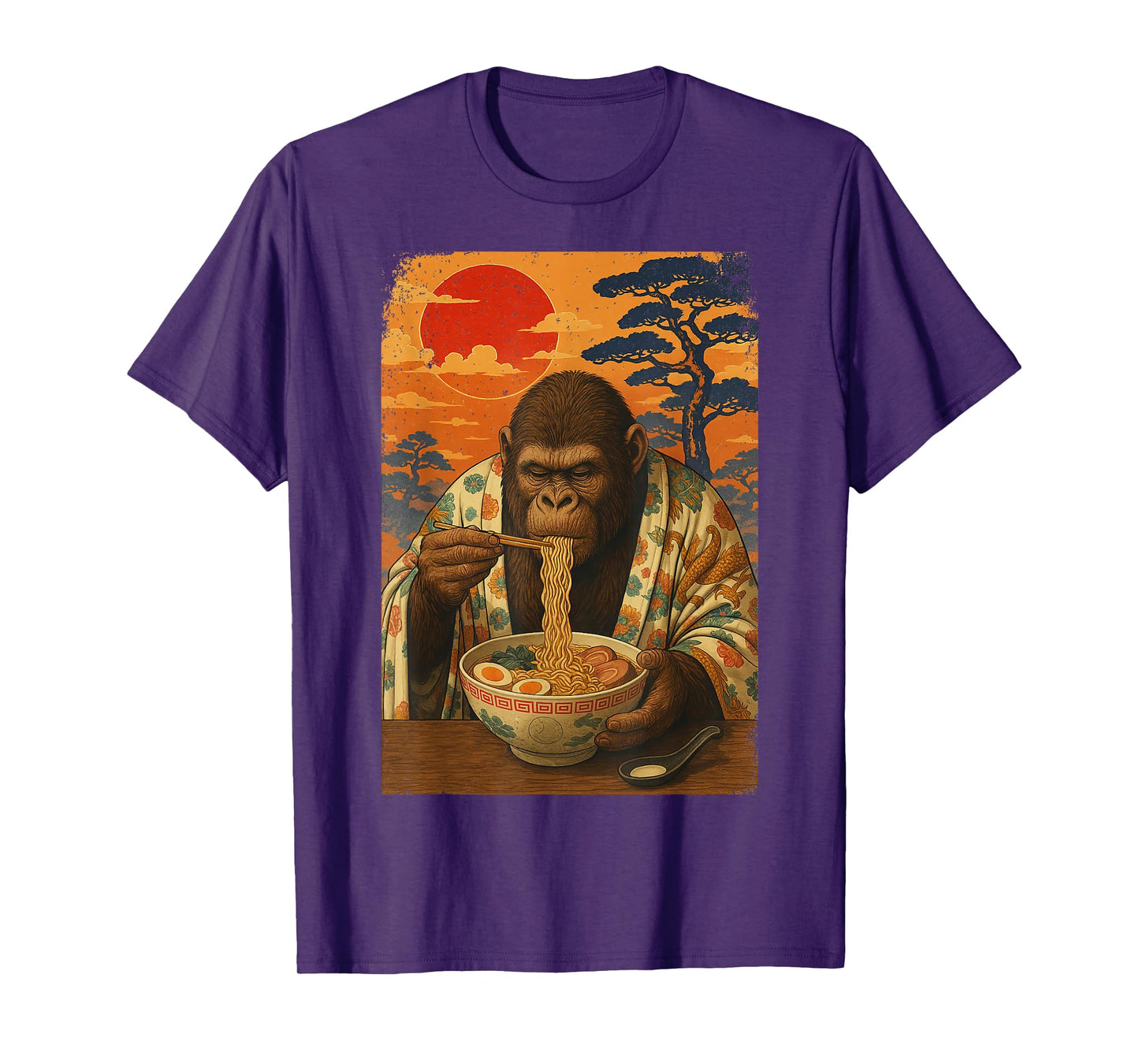 Bigfoot Eating Japanese Ramen Noodles Funny Gifts Men Women T-Shirt