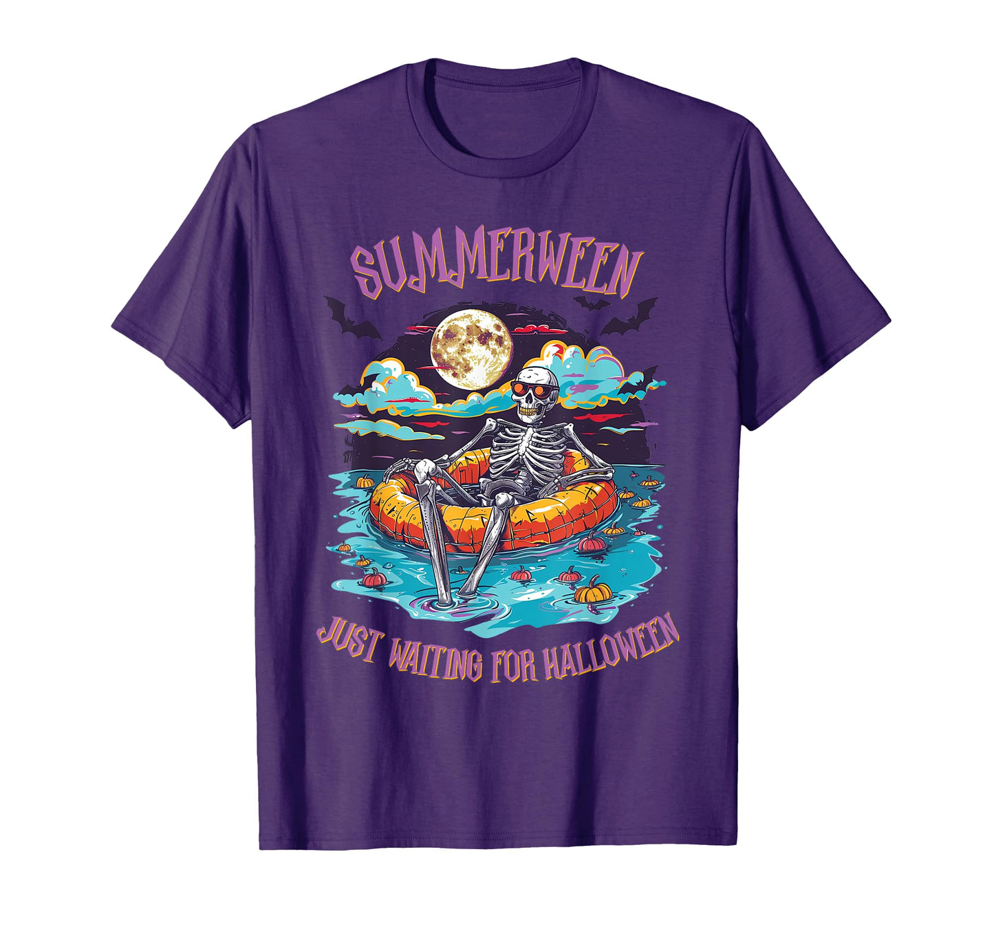 Funny Summerween -Just Waiting for Halloween Skeleton T-Shirt