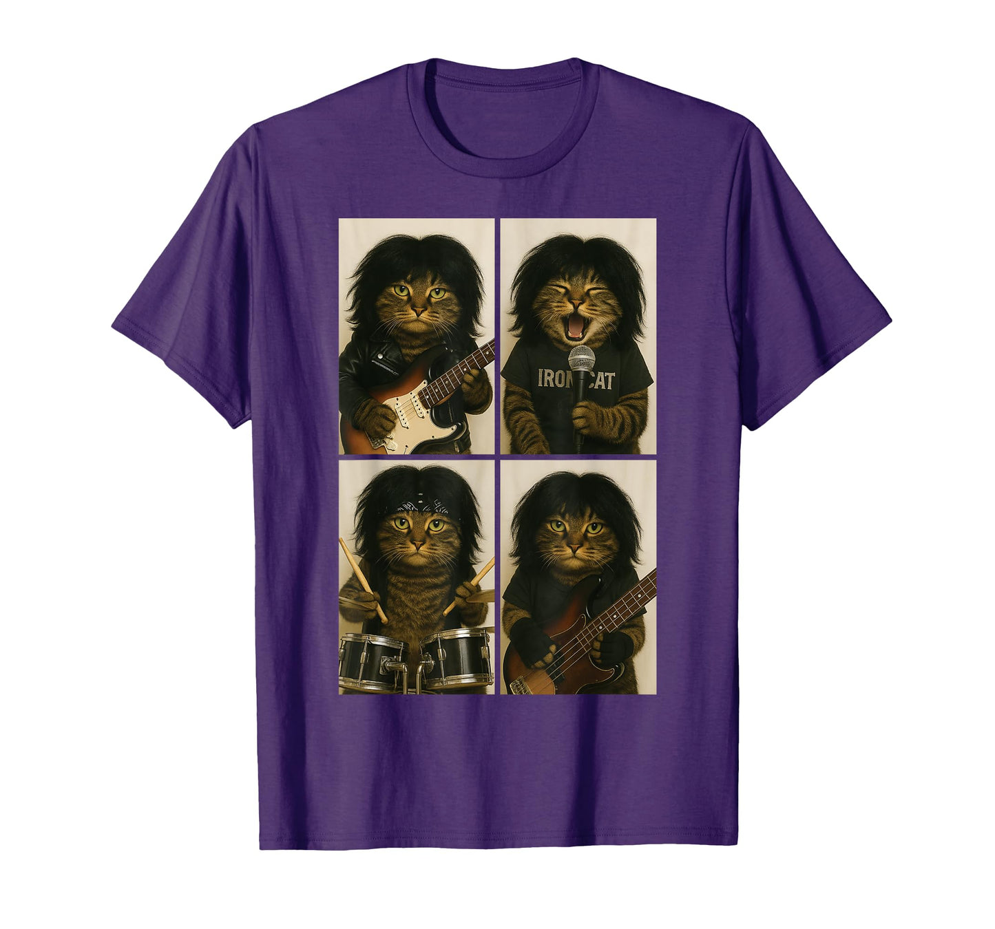 Cat Rock Band Funny Photobooth Selfie Guitar Halloween T-Shirt