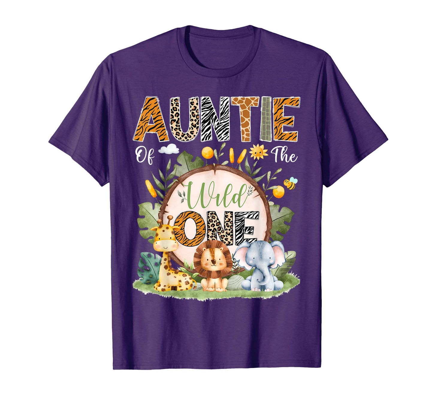 Auntie Of The Wild One 1St Bday Safari Jungle Animals T-Shirt