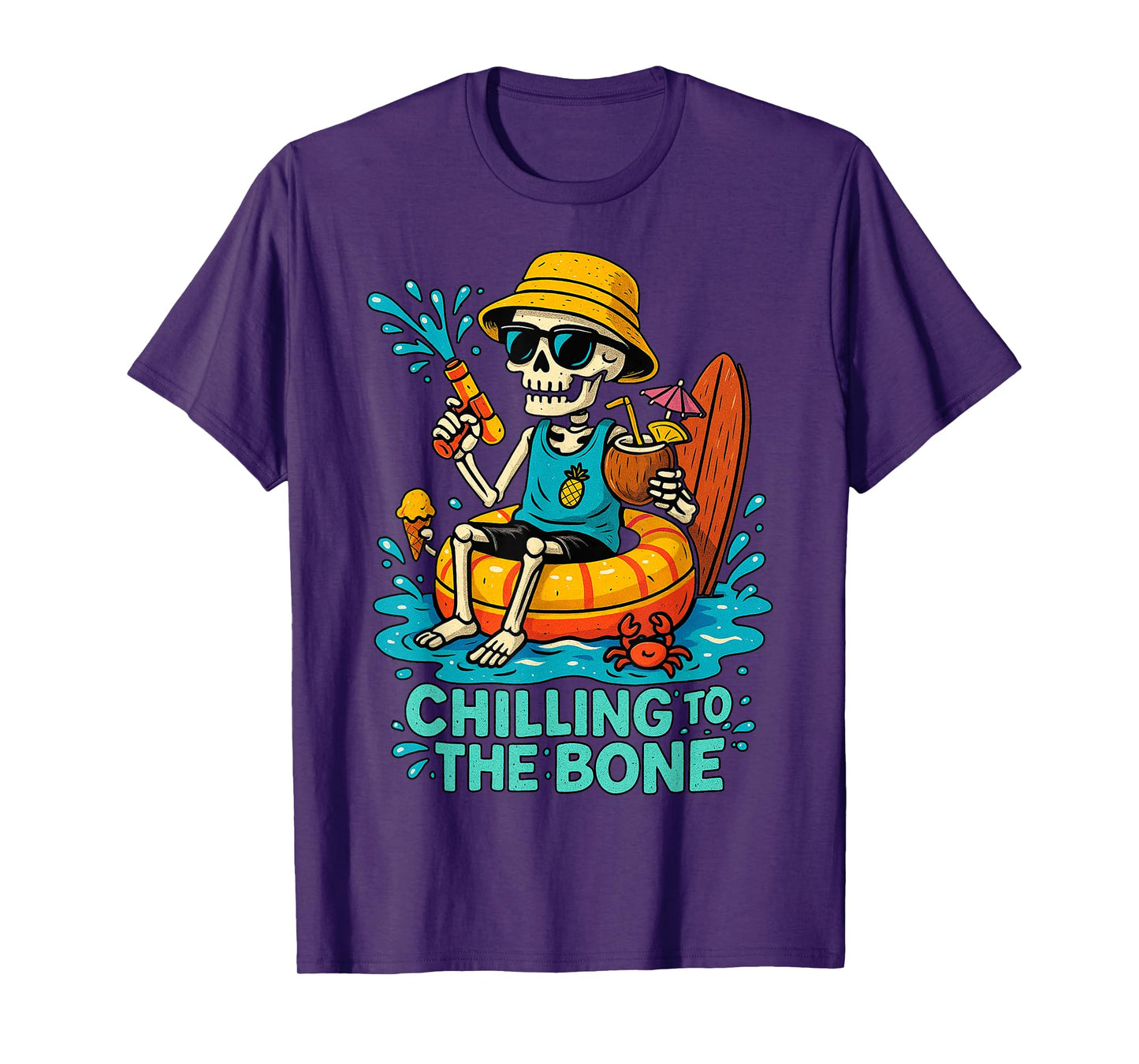 Halloween Summer Chilling to the Bone Skeleton Float Costume T-Shirt