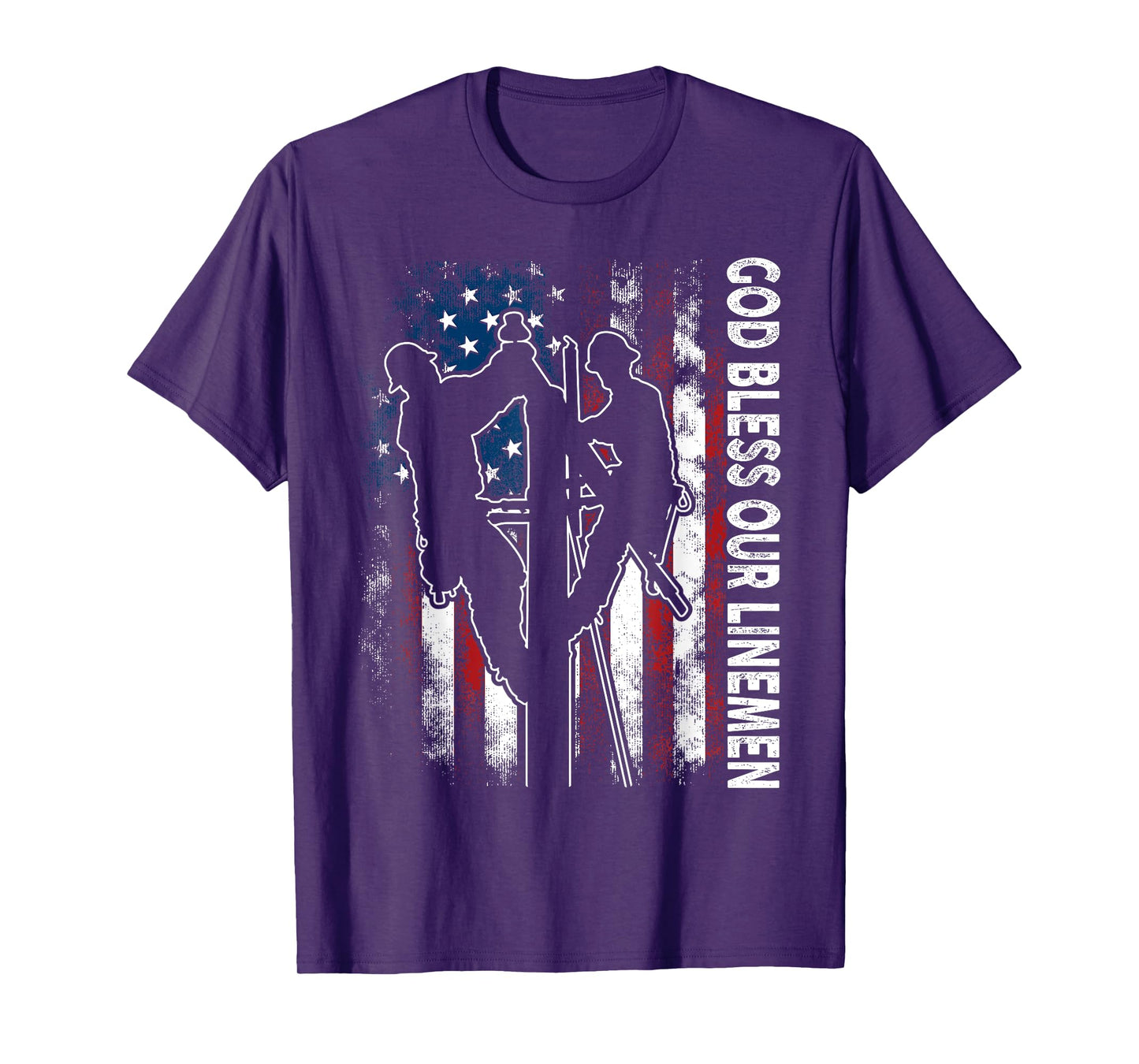 God Bless Our Linemen Cool American Lineman Flag T-Shirt
