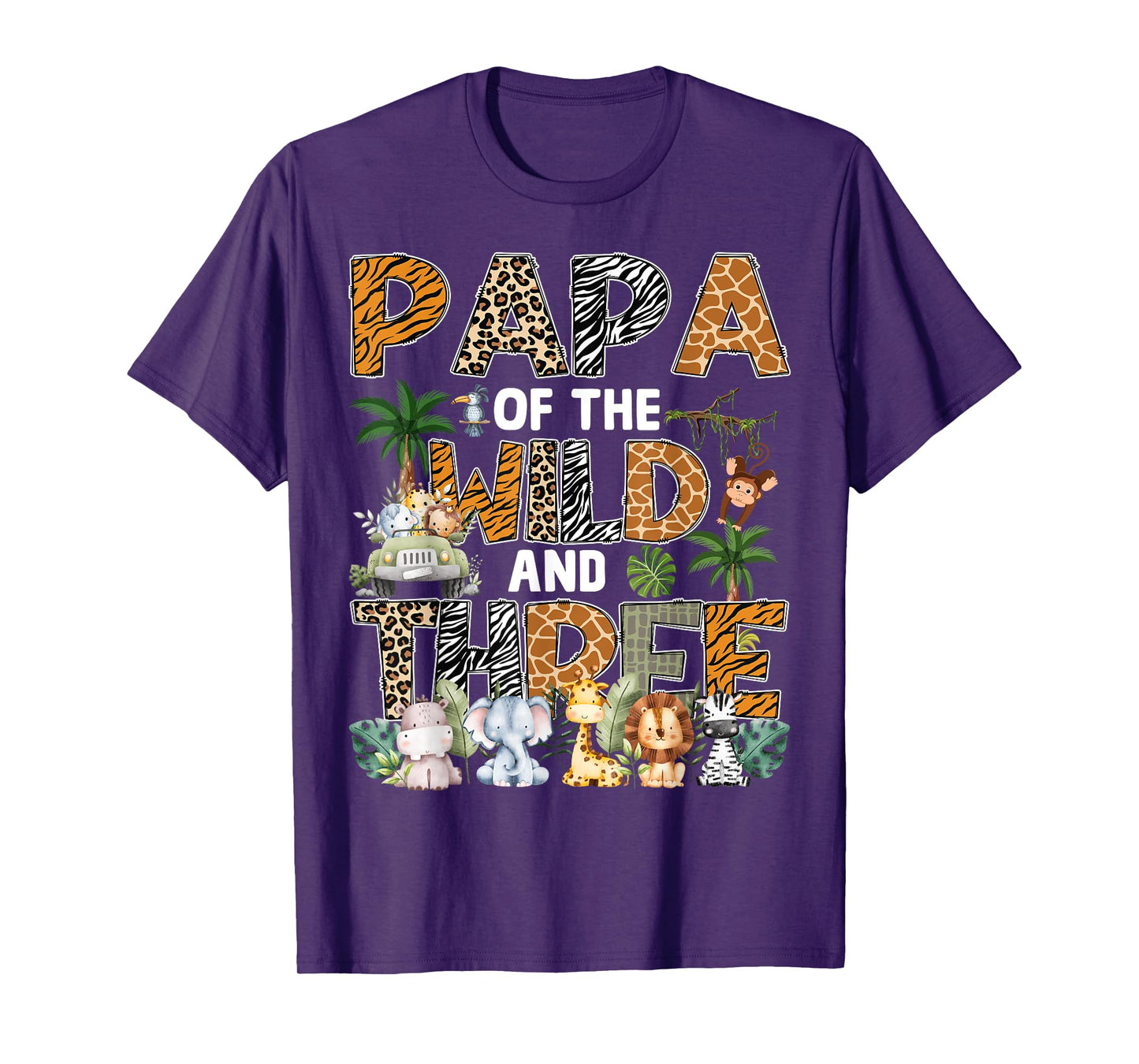 Papa Of The Wild Three Zoo 3Rd Birthday Safari Jungle T-Shirt